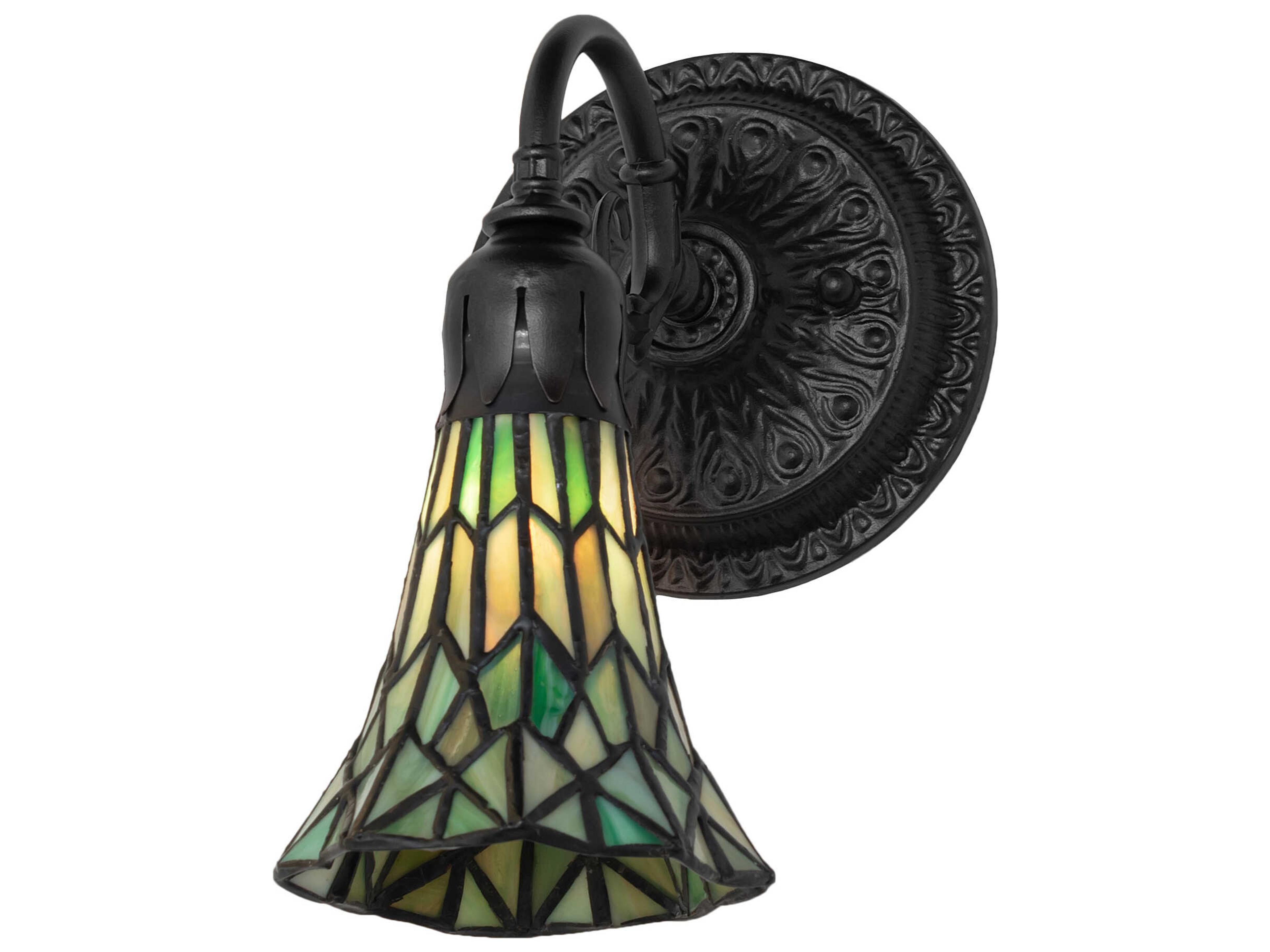 Stained Glass Pond Lily 1-Light Mahogany Bronze Traditional Wall Sconce