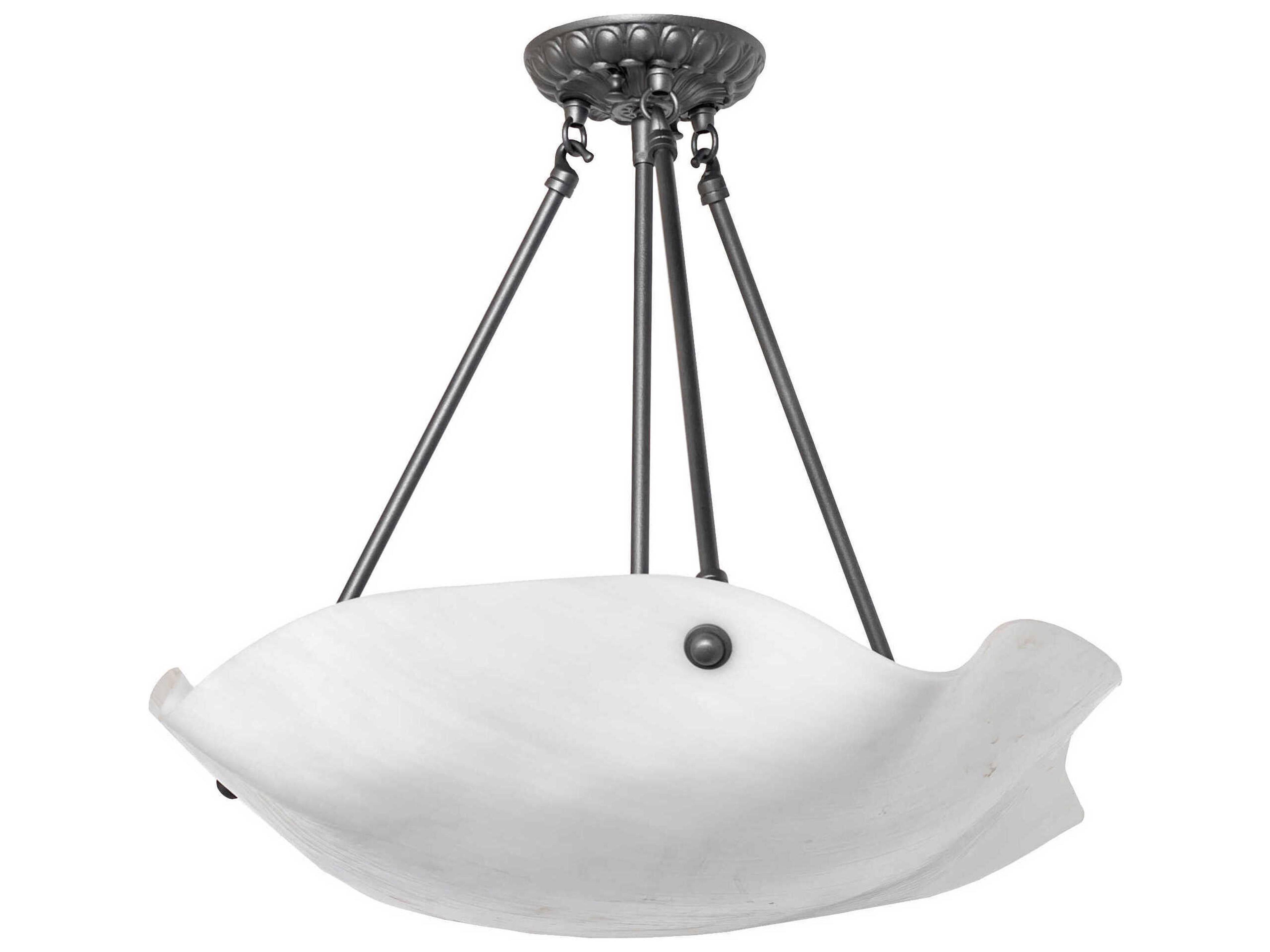 Atelier 4-Light Pewter White Bowl Semi Flush Mount