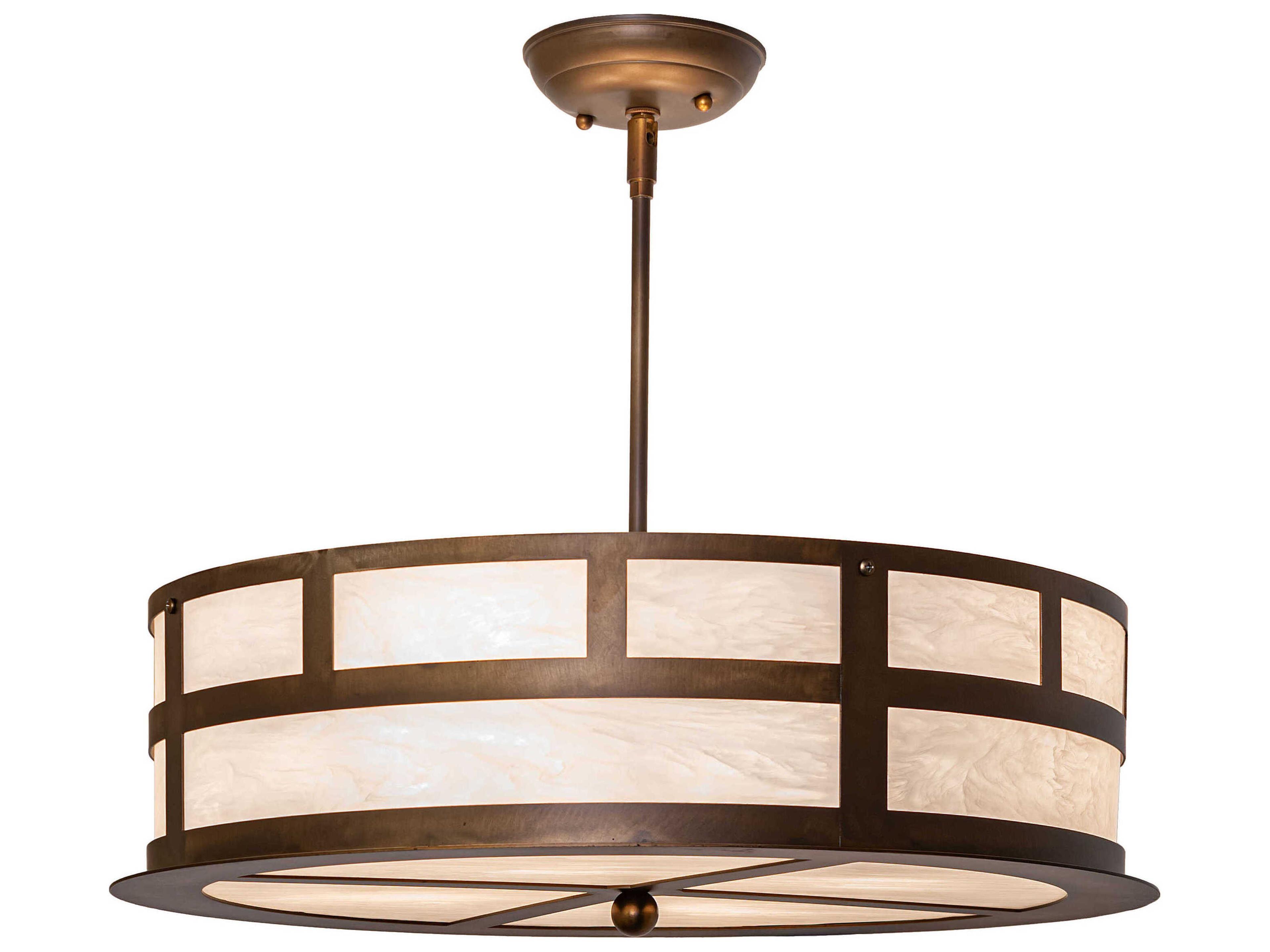 Smythe 4-Light Antique Copper Round Pendant