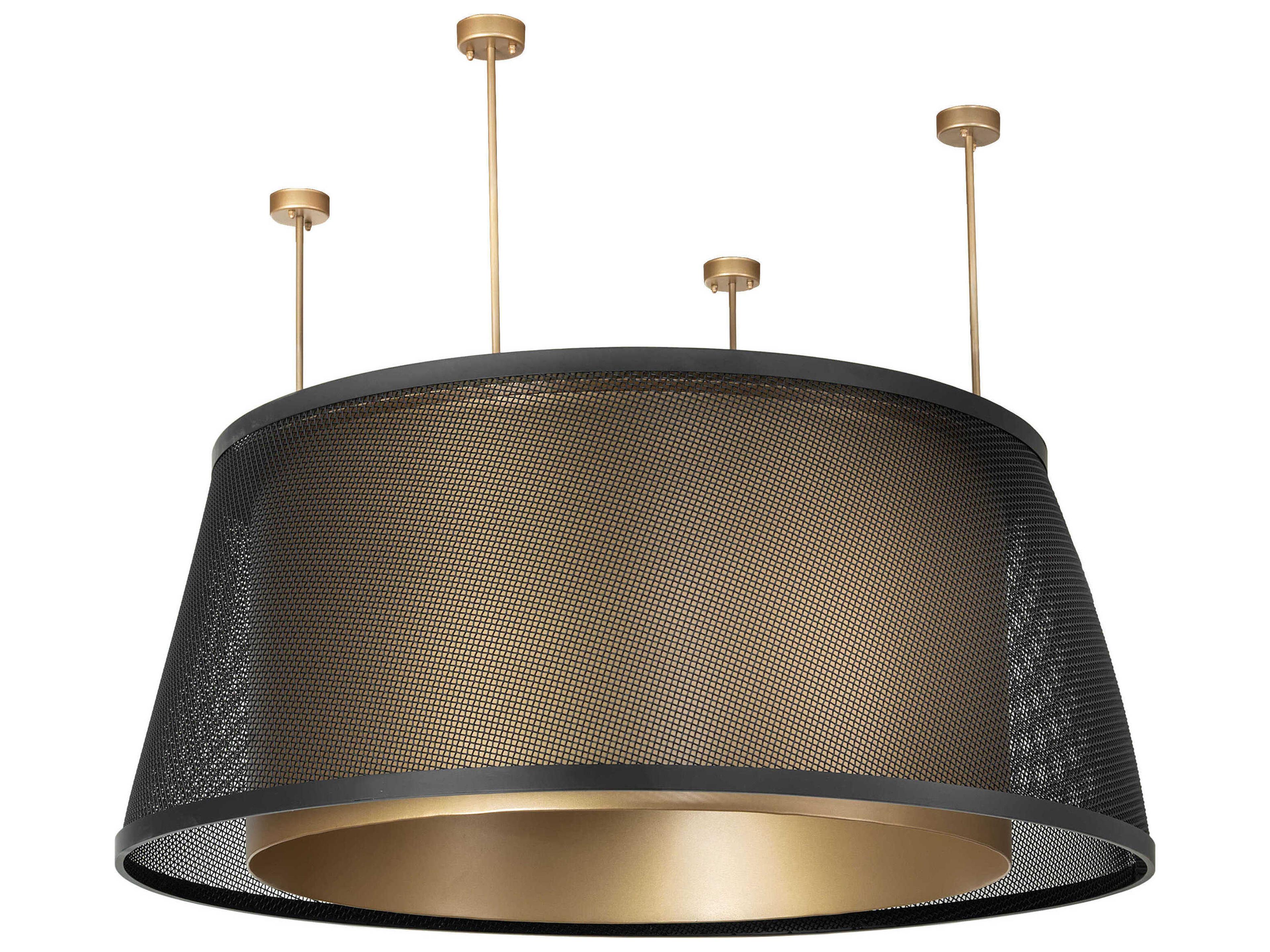 Meyda Cilindro Weave-Tex Gold Metallic Flat Black Pendant