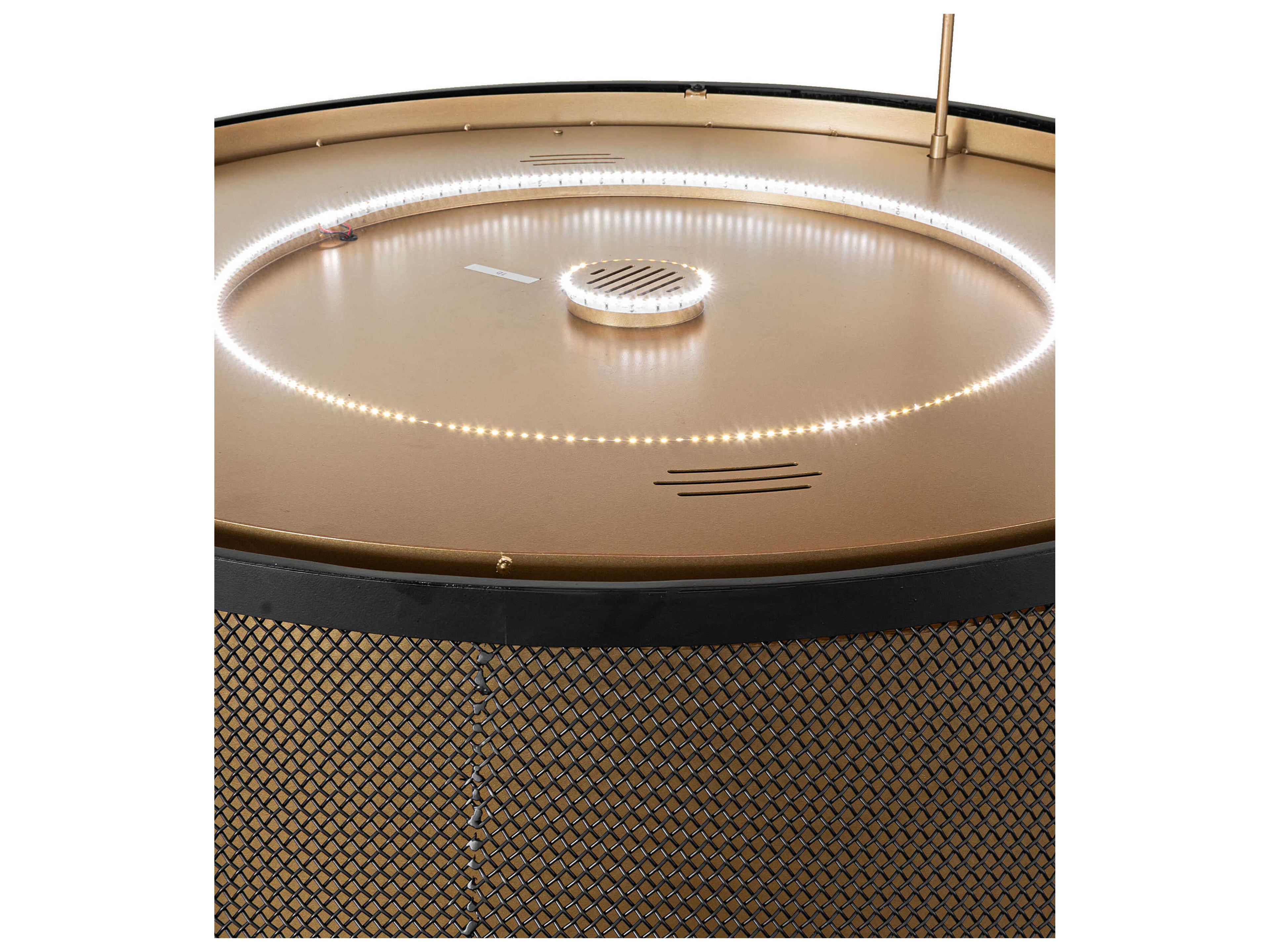 Meyda Cilindro Weave-Tex Gold Metallic Flat Black Pendant