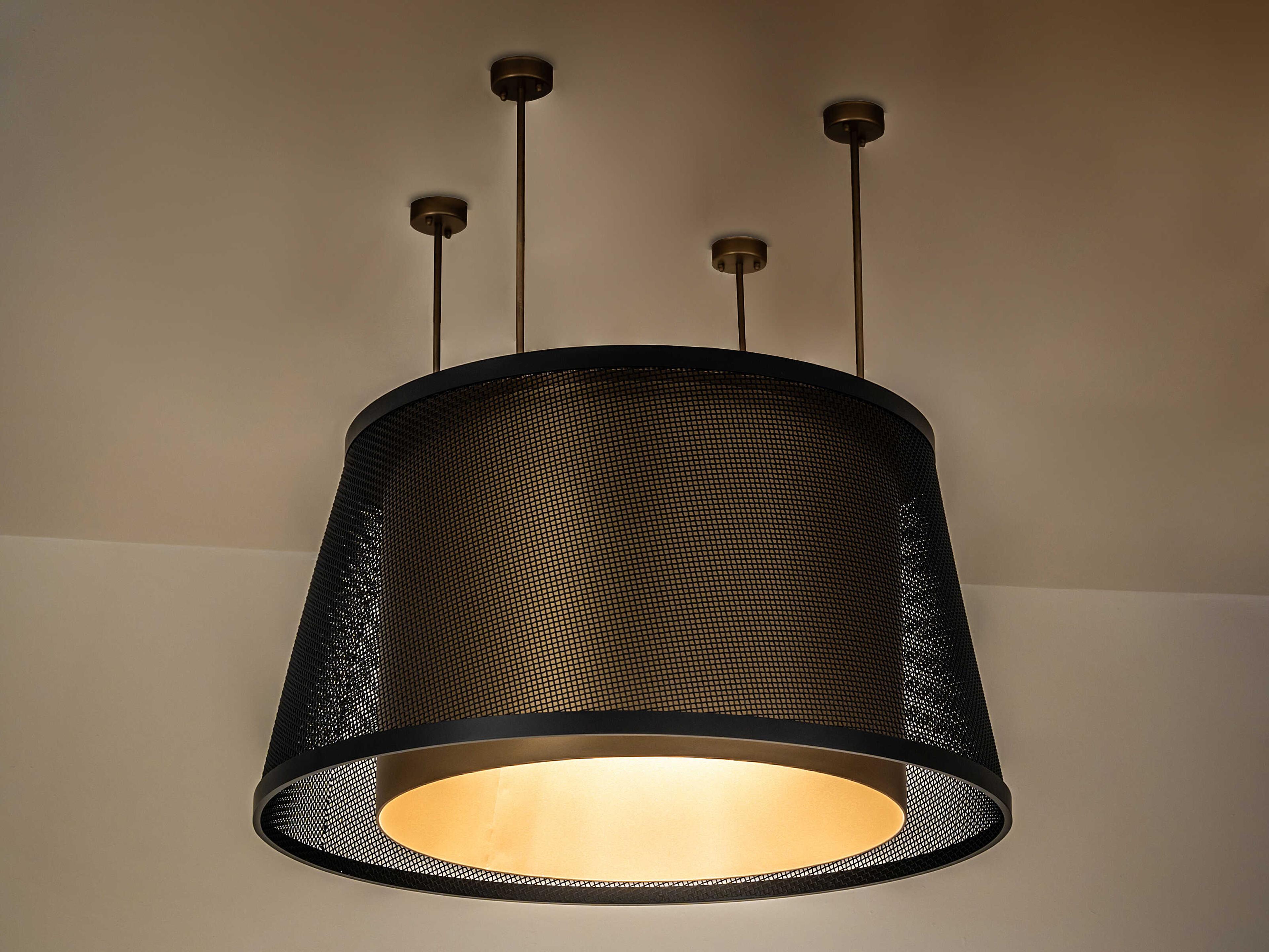 Meyda Cilindro Weave-Tex Gold Metallic Flat Black Pendant