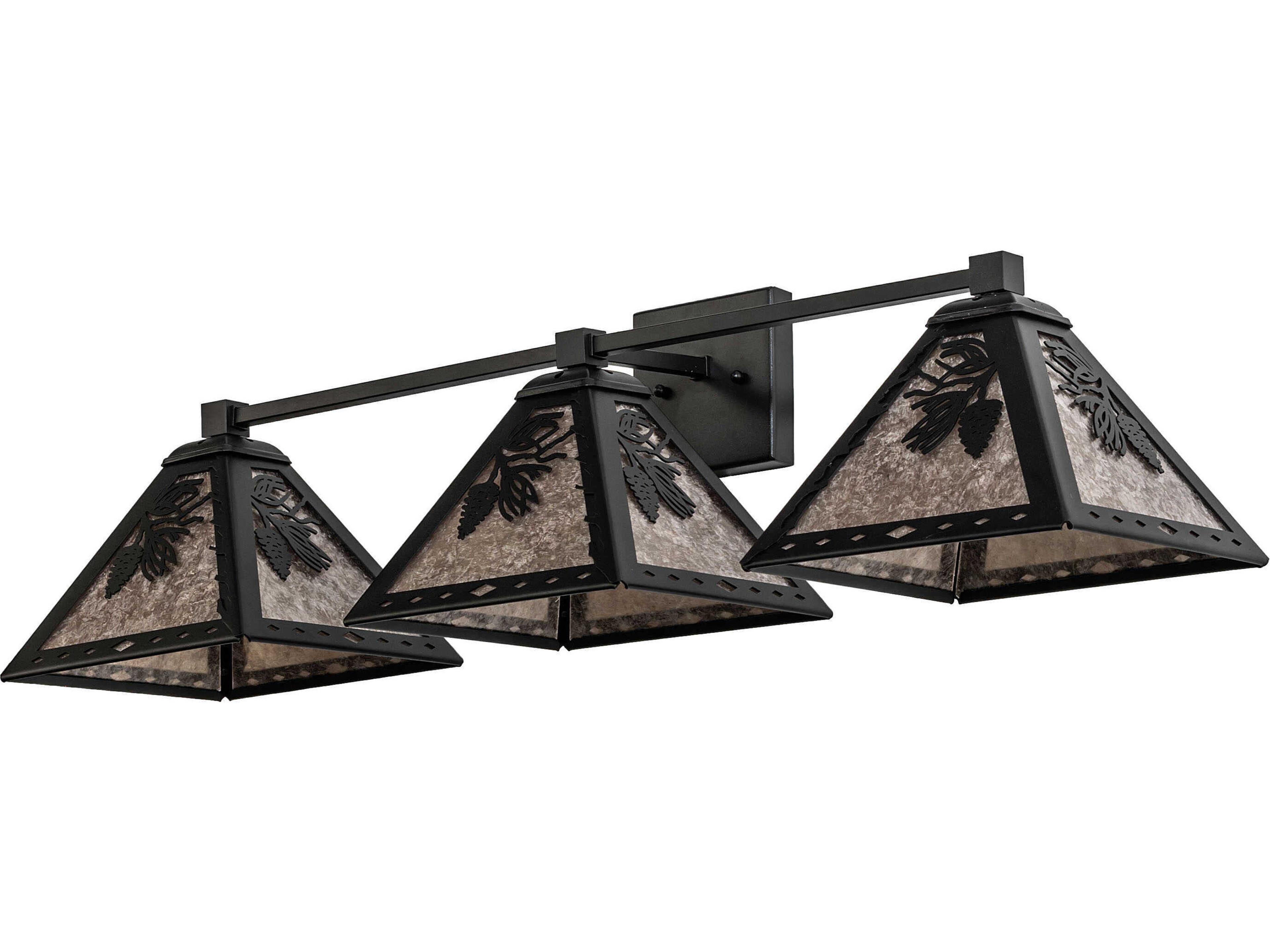 Meyda Pinecone 3-Light Textured Black Vanity Light