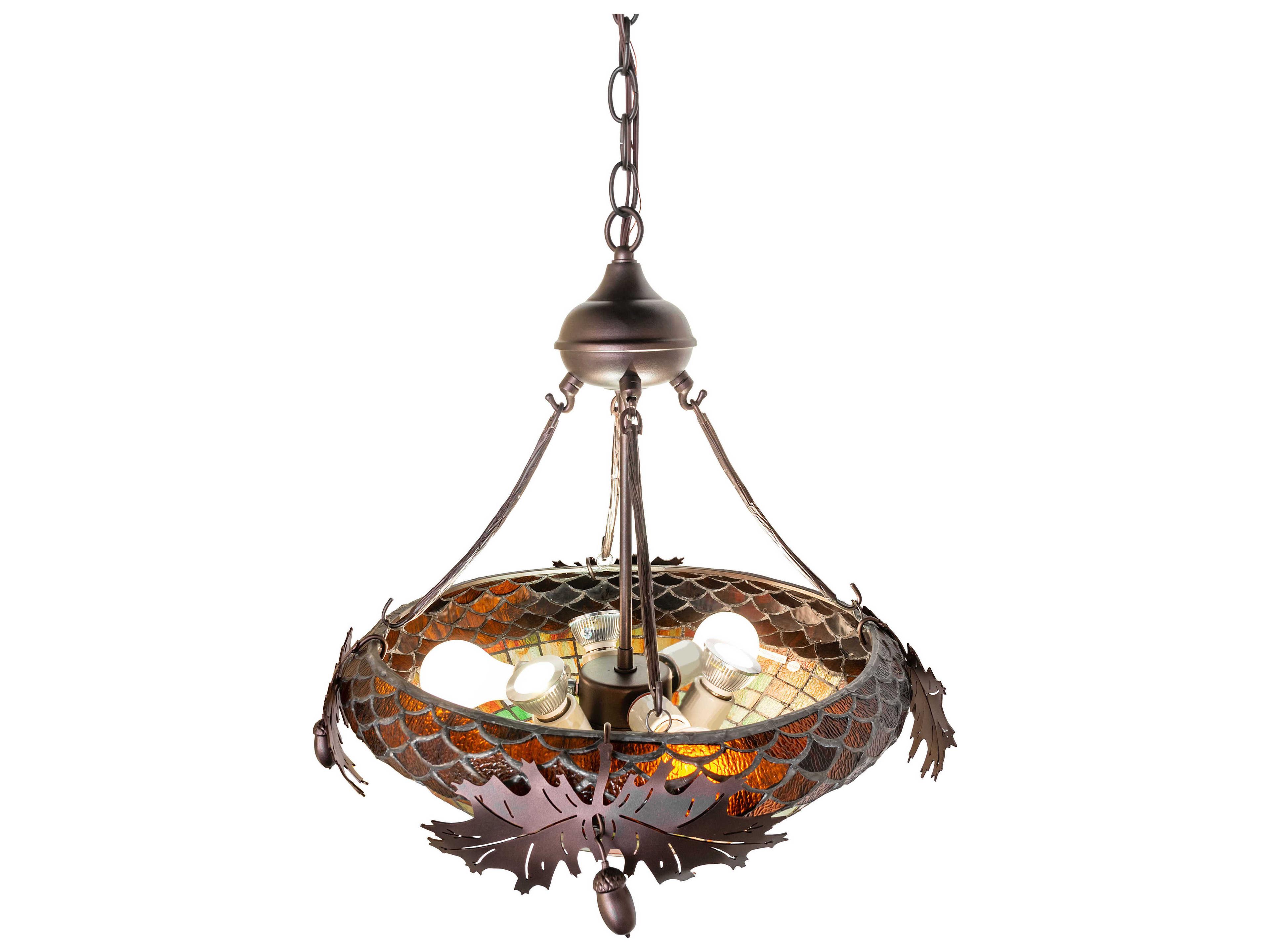 Meyda Greenbriar Oak 6-Light Mahogany Bronze Pendant