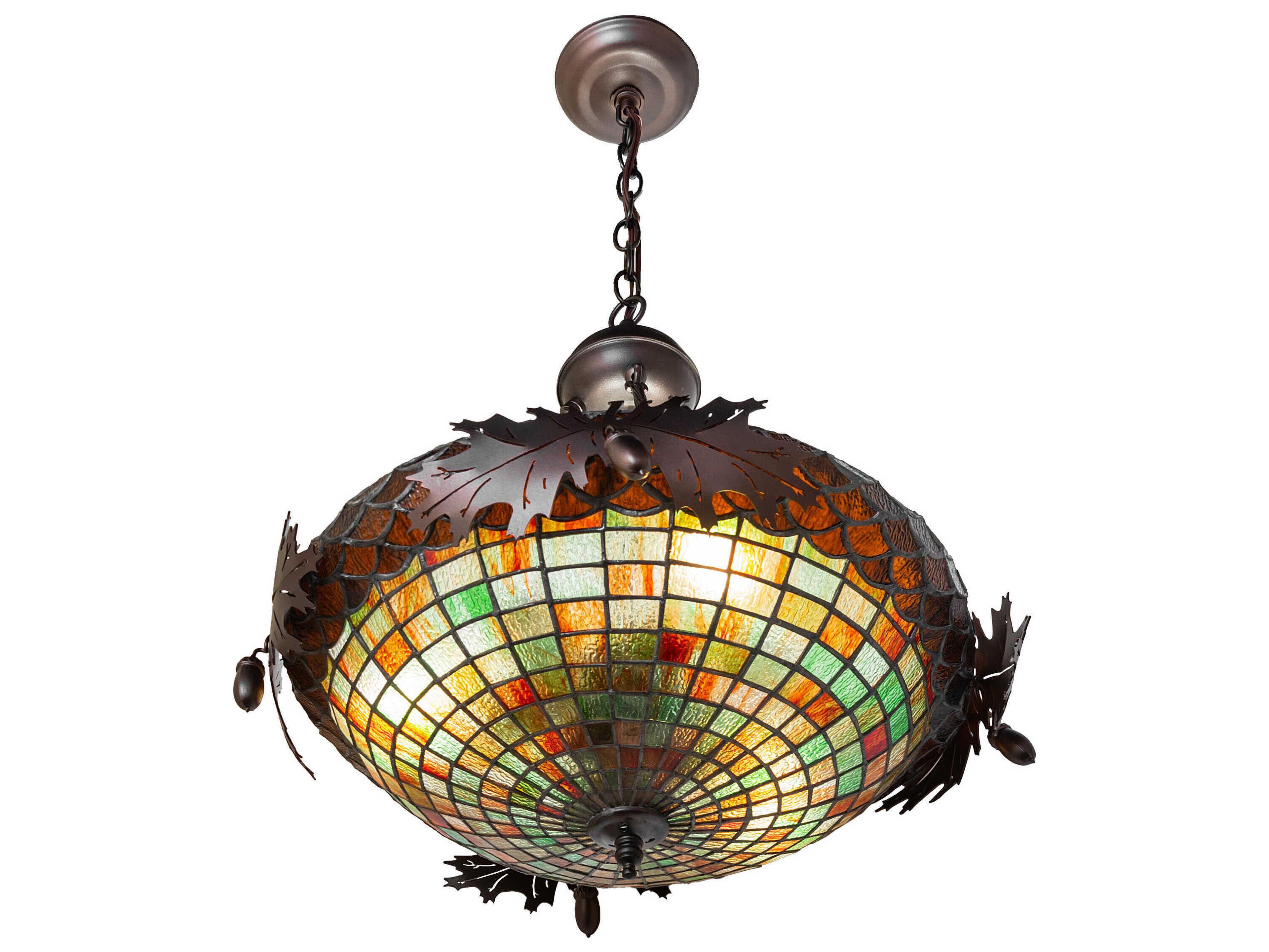 Meyda Greenbriar Oak 6-Light Mahogany Bronze Pendant