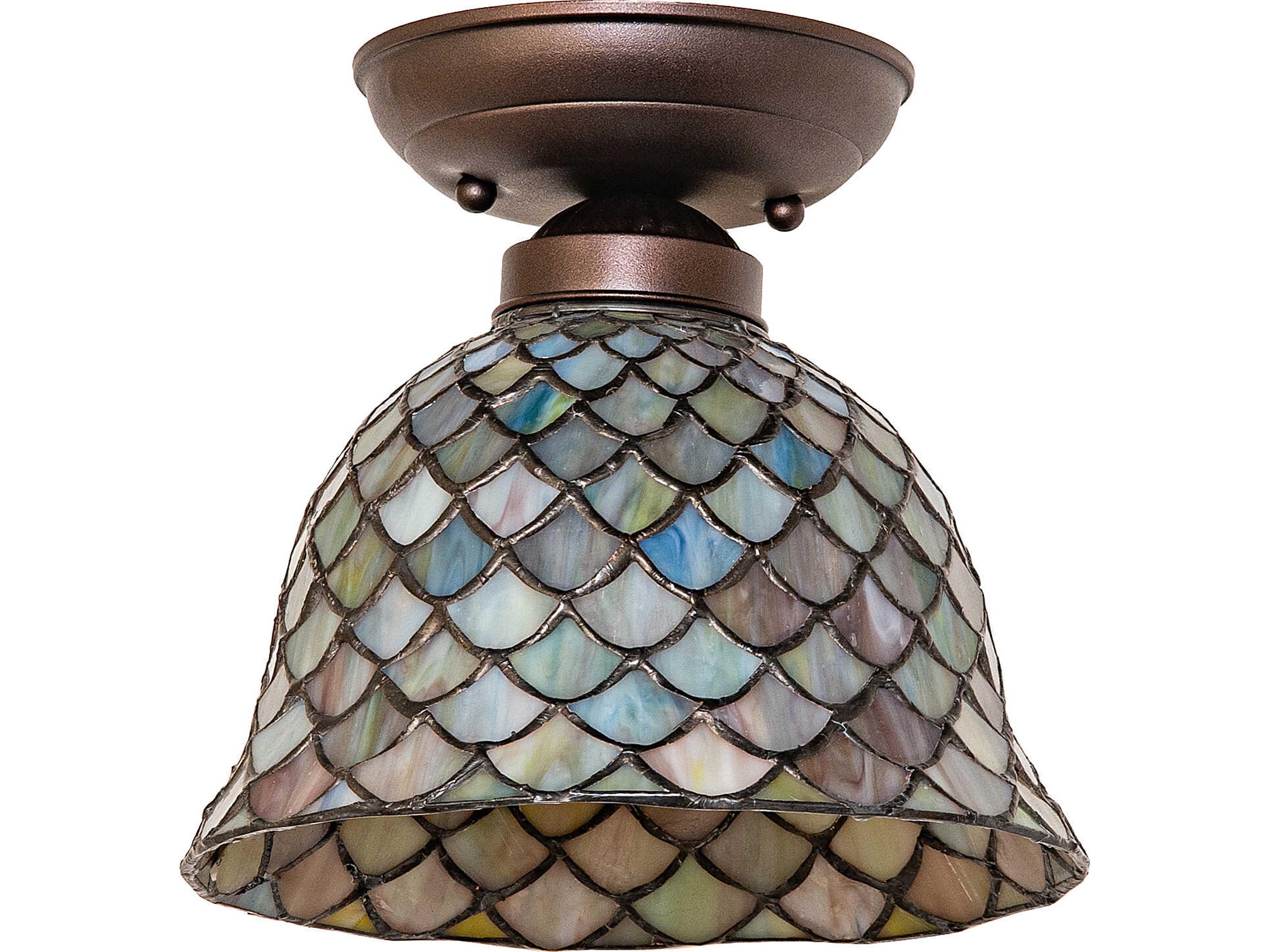 Meyda Tiffany Fishscale 1-Light Bronze Traditional Flush Mount