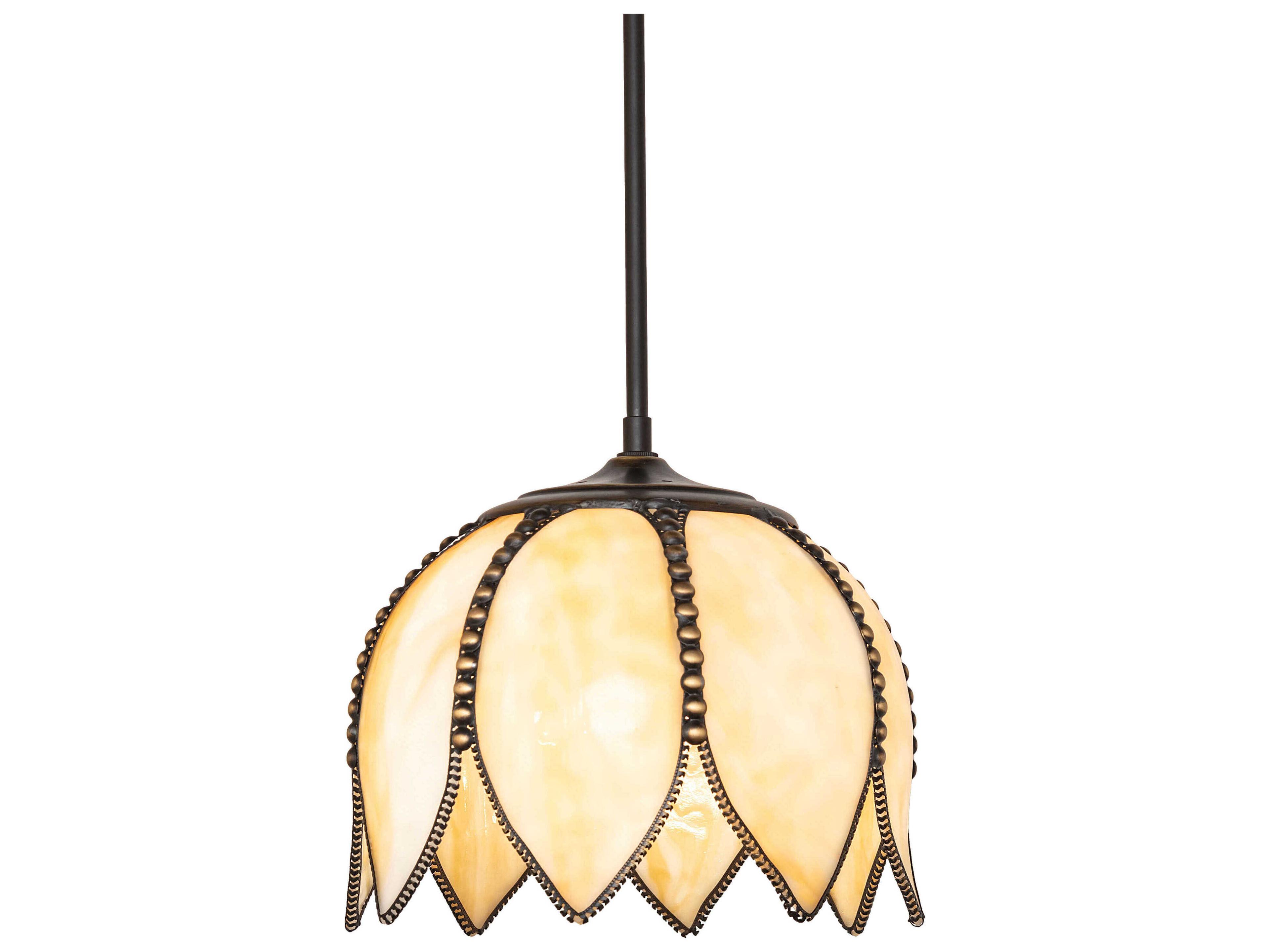 Tulip 1-Light Oil Rubbed Bronze Off White Traditional Mini Pendant