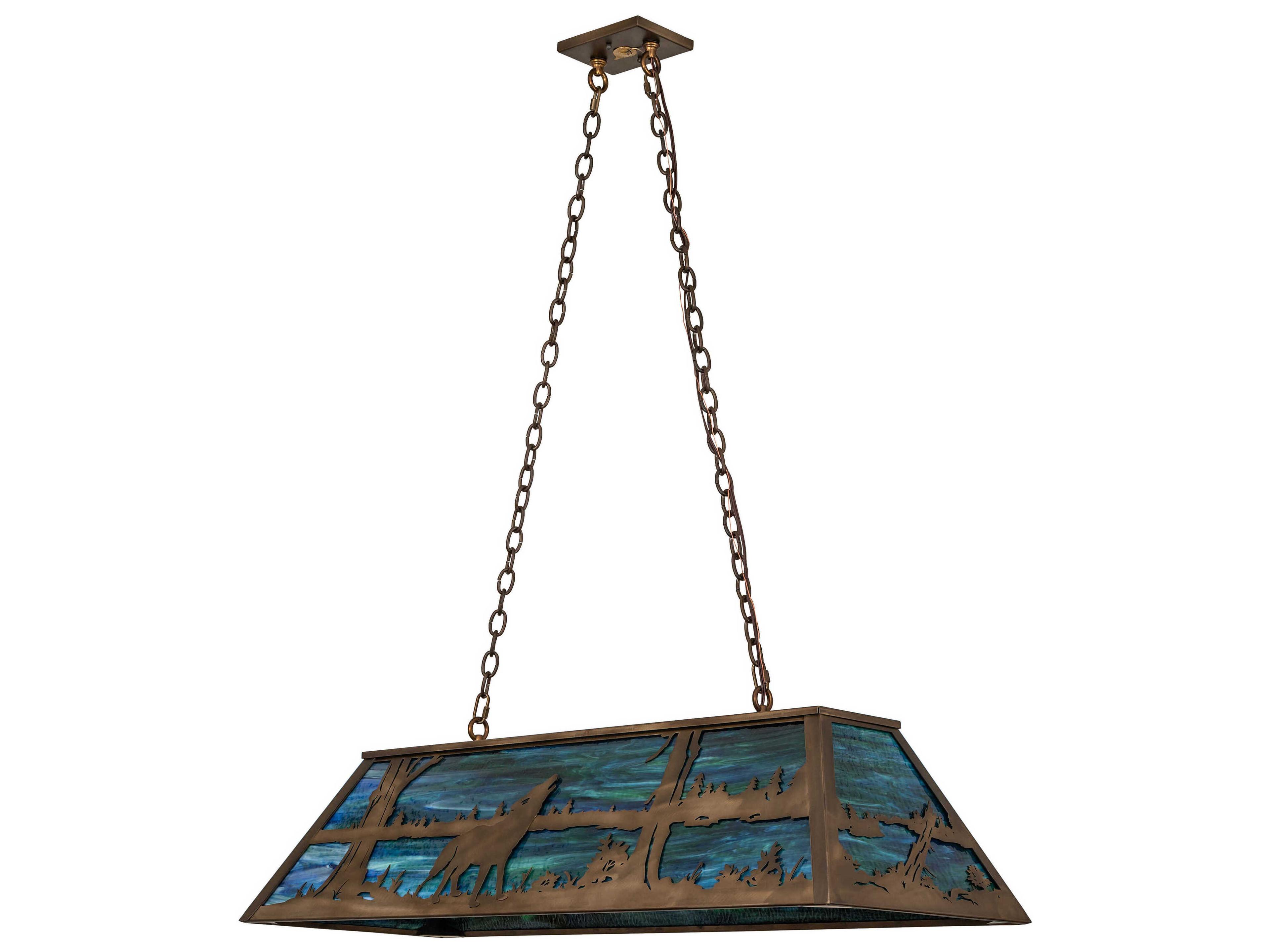 Meyda Wolf at Lake 6-Light Antique Copper Island Pendant