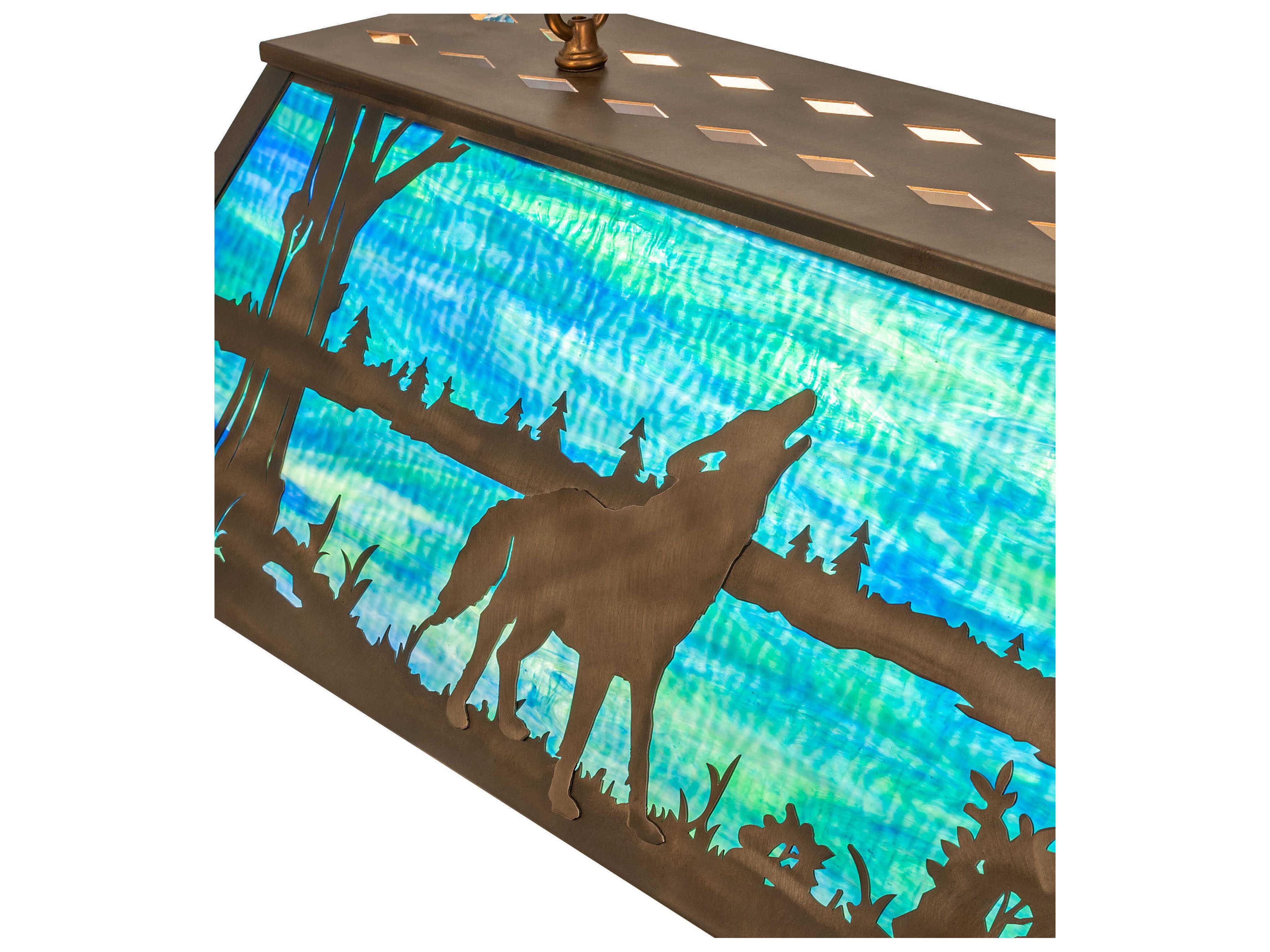 Meyda Wolf at Lake 6-Light Antique Copper Island Pendant