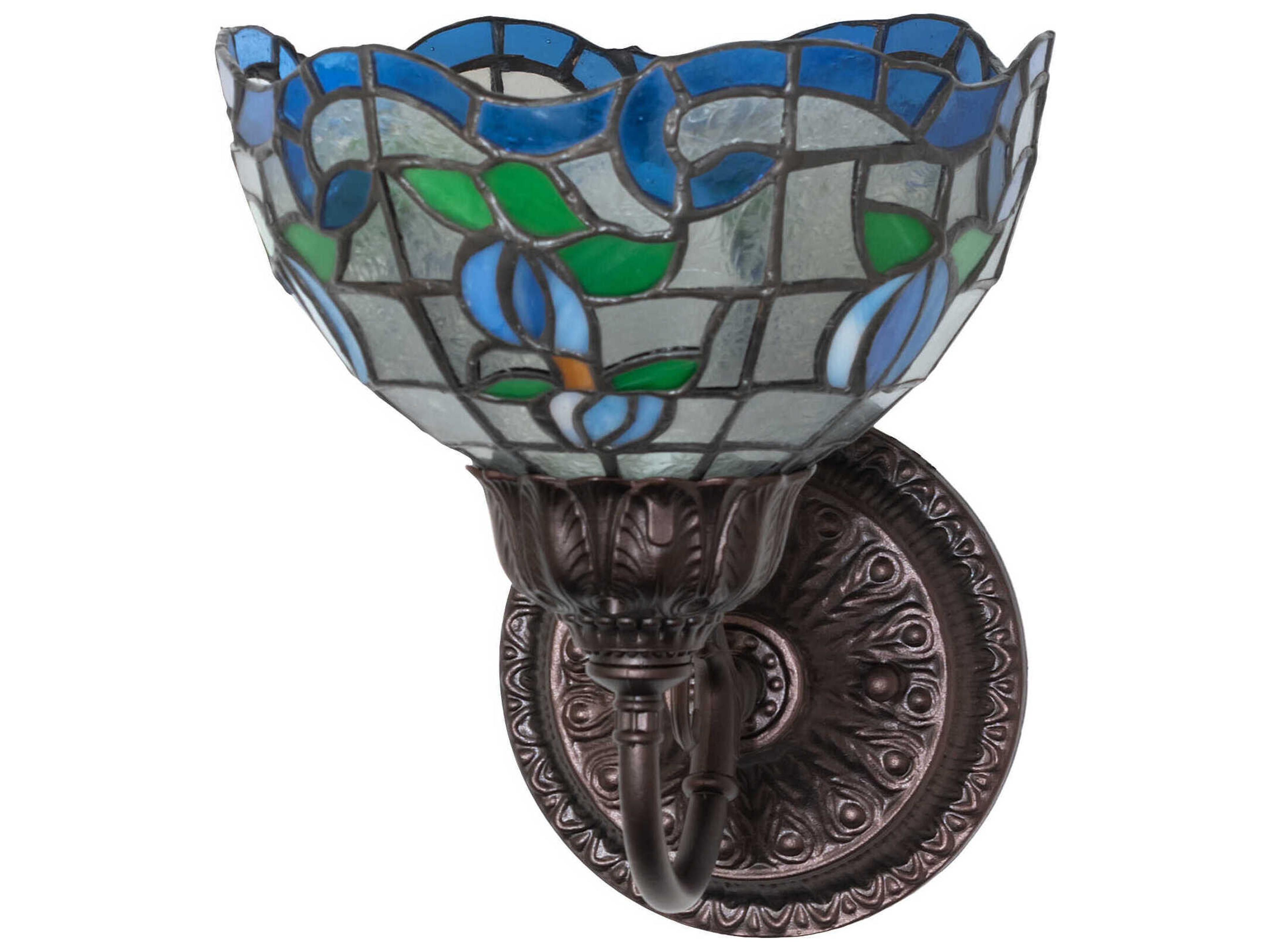 Meyda Roseborder 1-Light Mahogany Bronze Traditional Wall Sconce