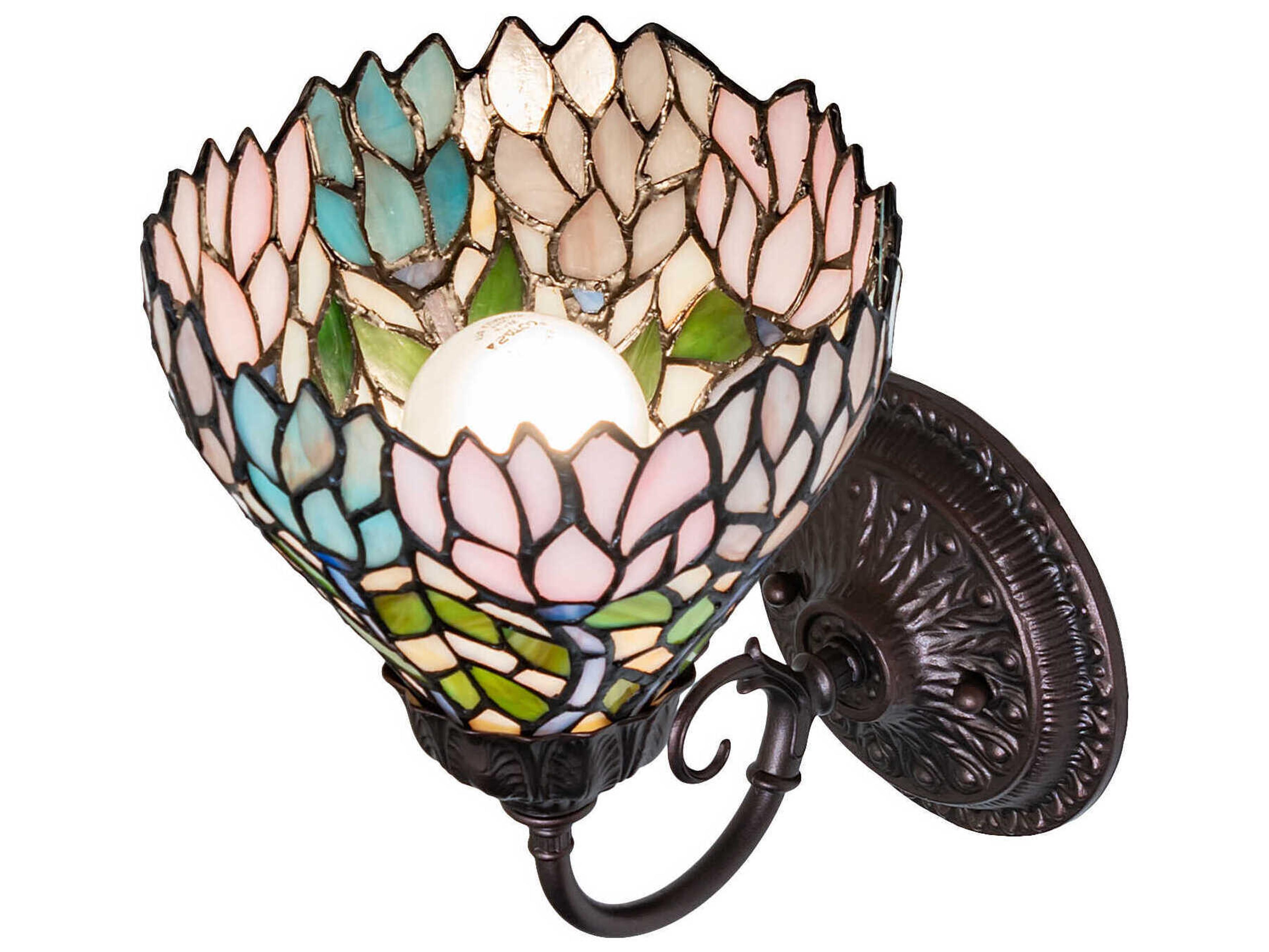 Meyda Wisteria 1-Light Mahogany Bronze Traditional Wall Sconce
