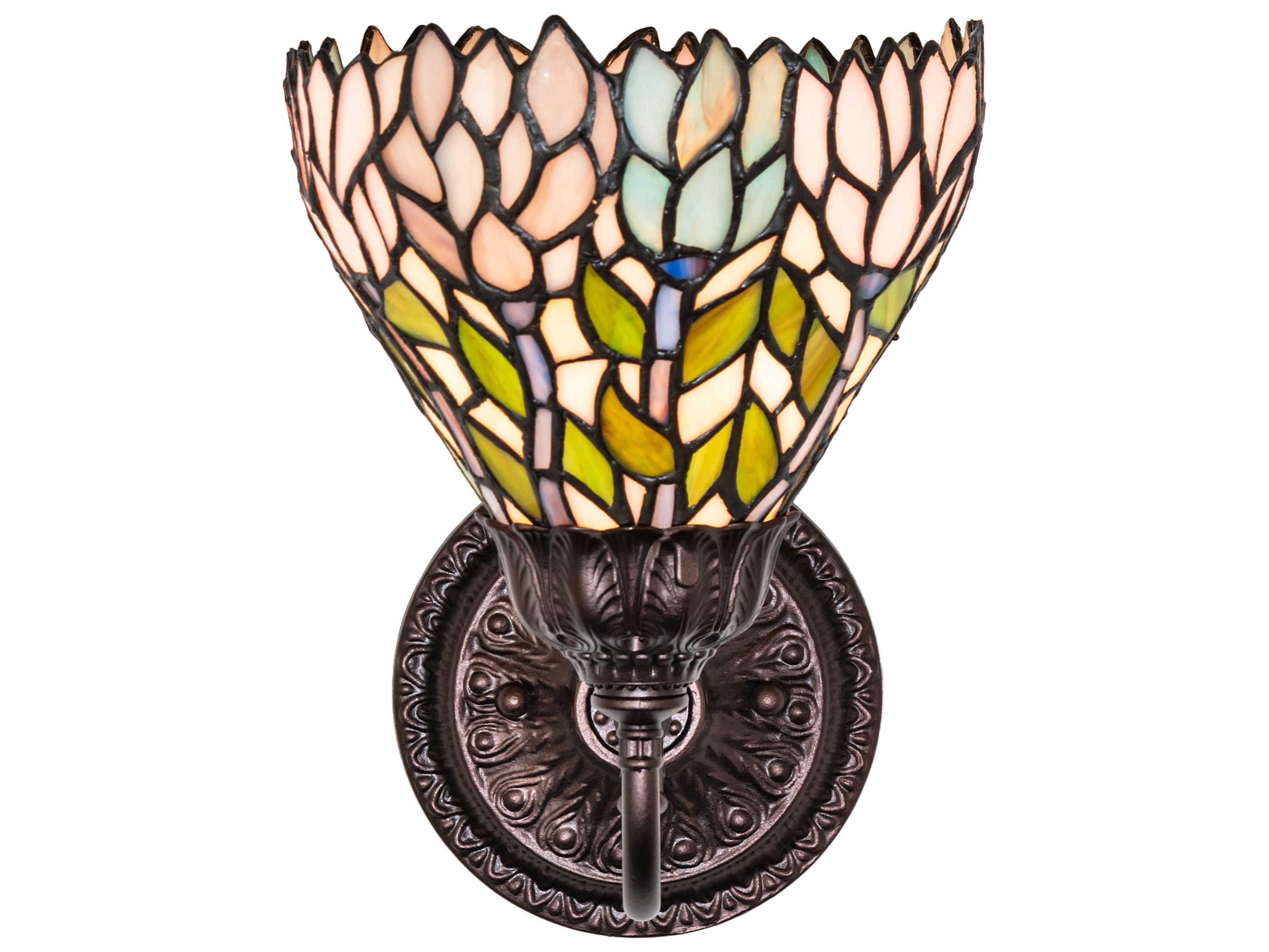 Meyda Wisteria 1-Light Mahogany Bronze Traditional Wall Sconce