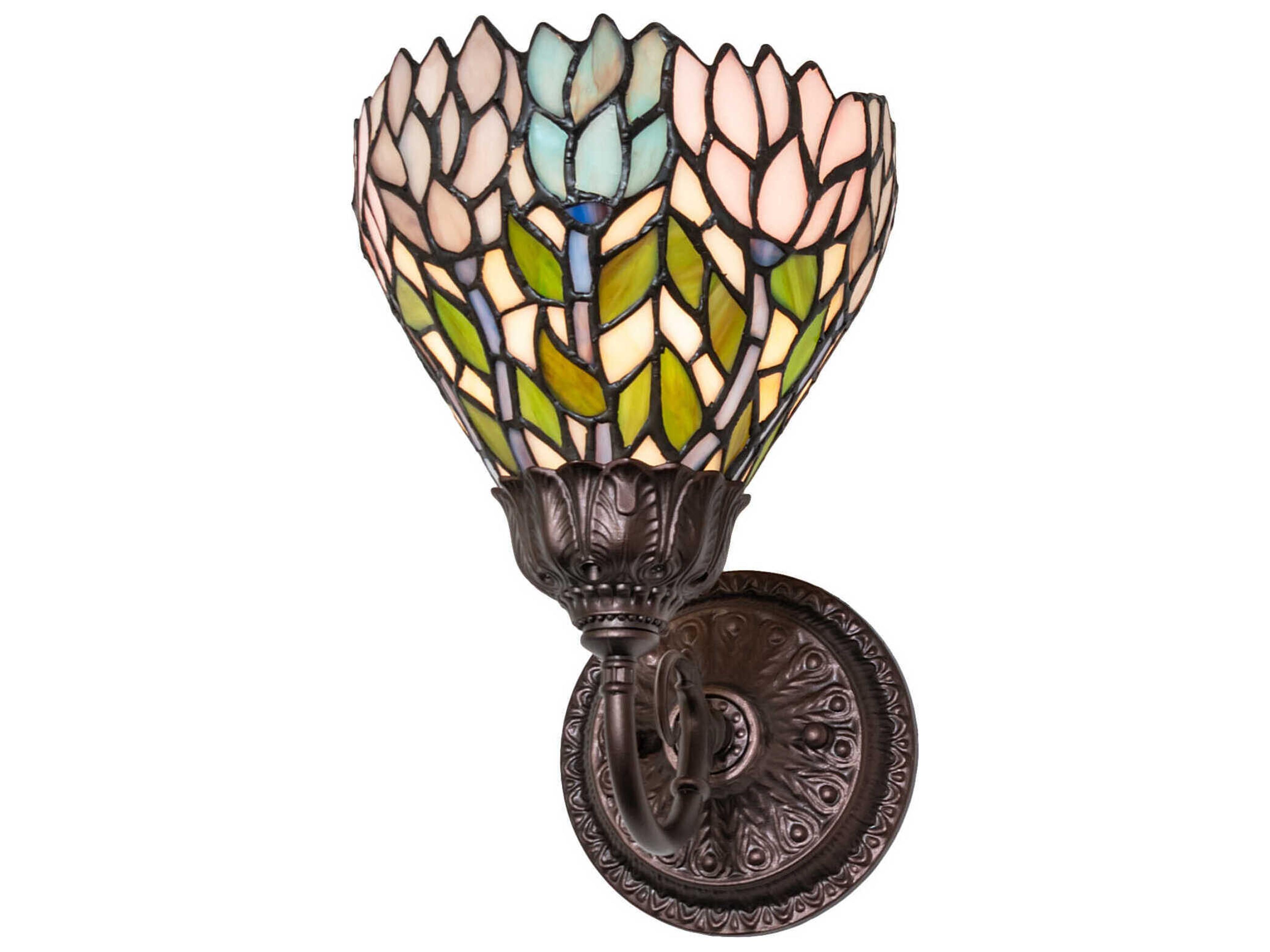 Meyda Wisteria 1-Light Mahogany Bronze Traditional Wall Sconce