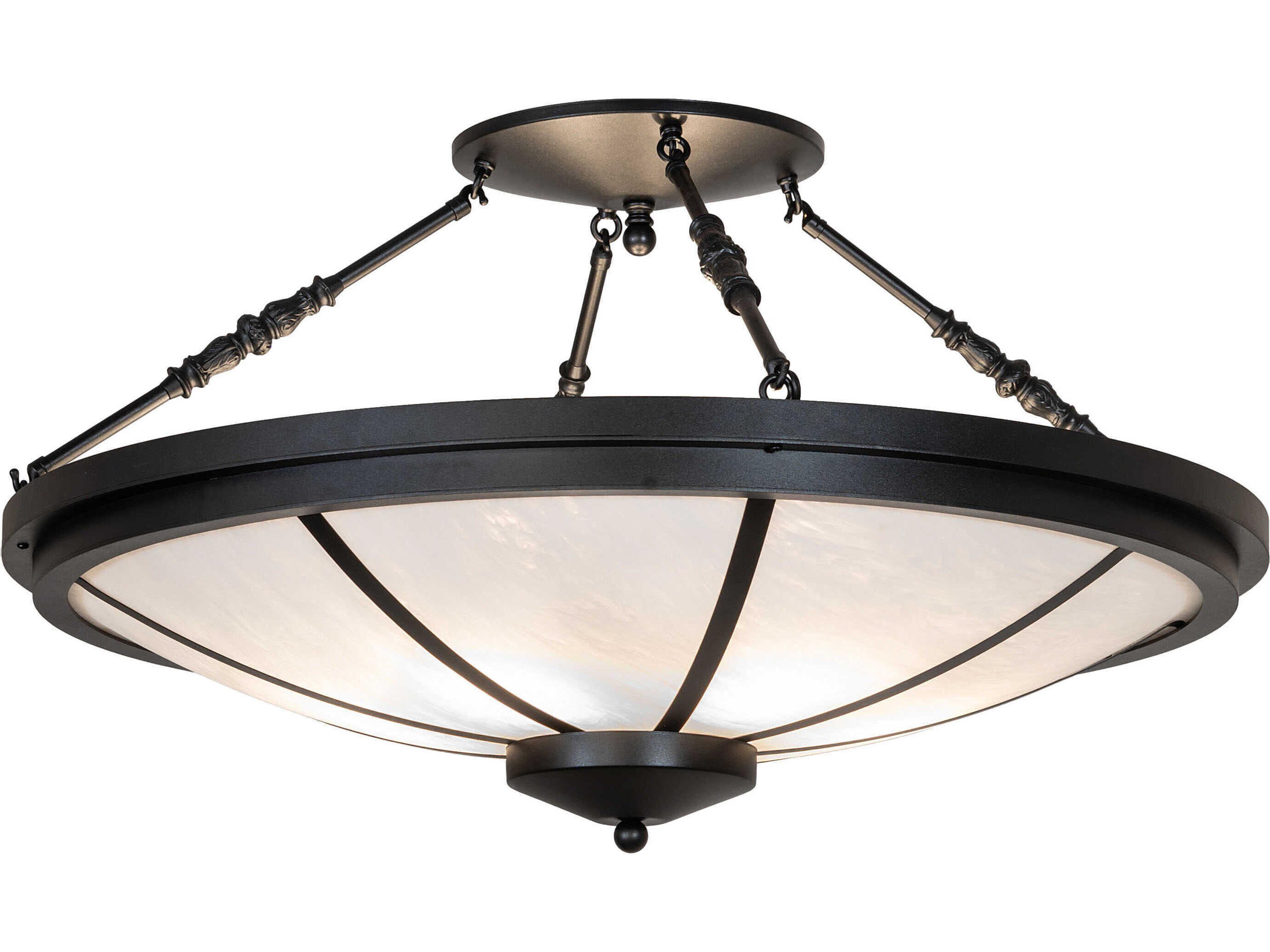 Commerce 6-Light Textured Black Bowl Semi Flush Mount