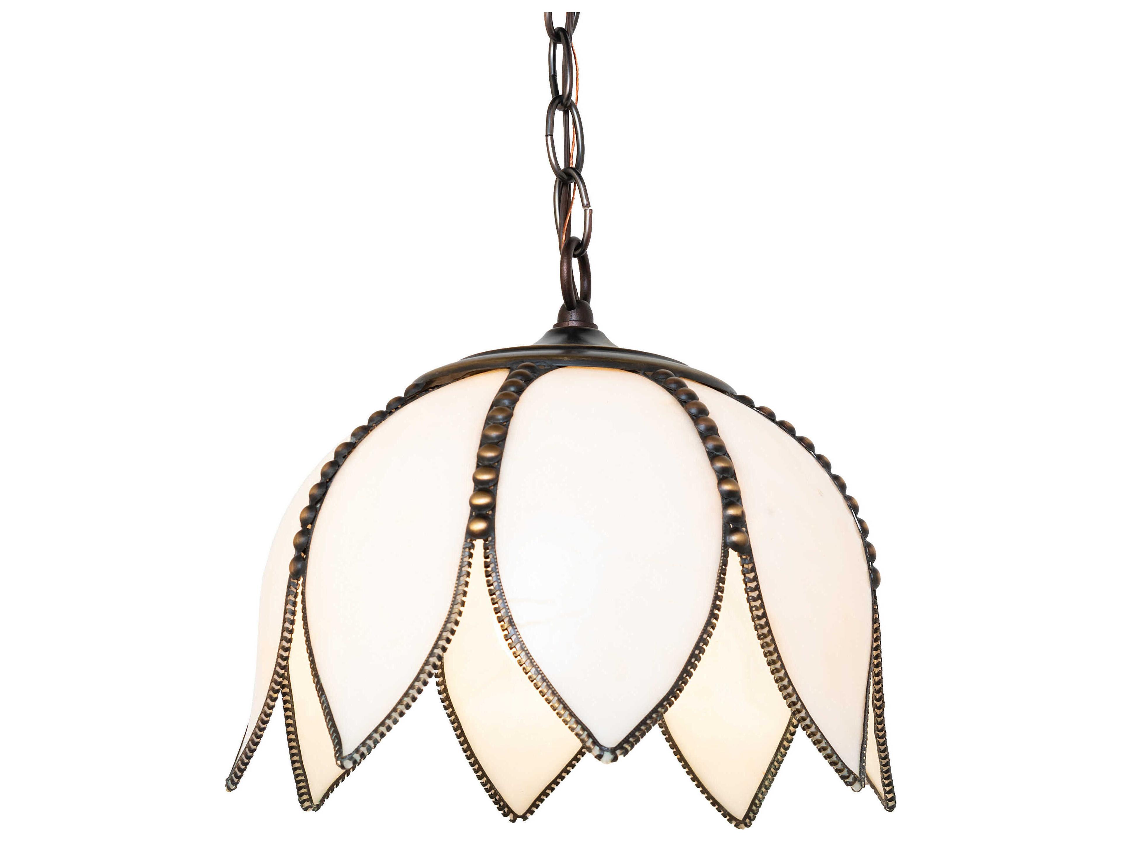 Tulip 1-Light Craftsman Brown Brass White Traditional Mini Pendant