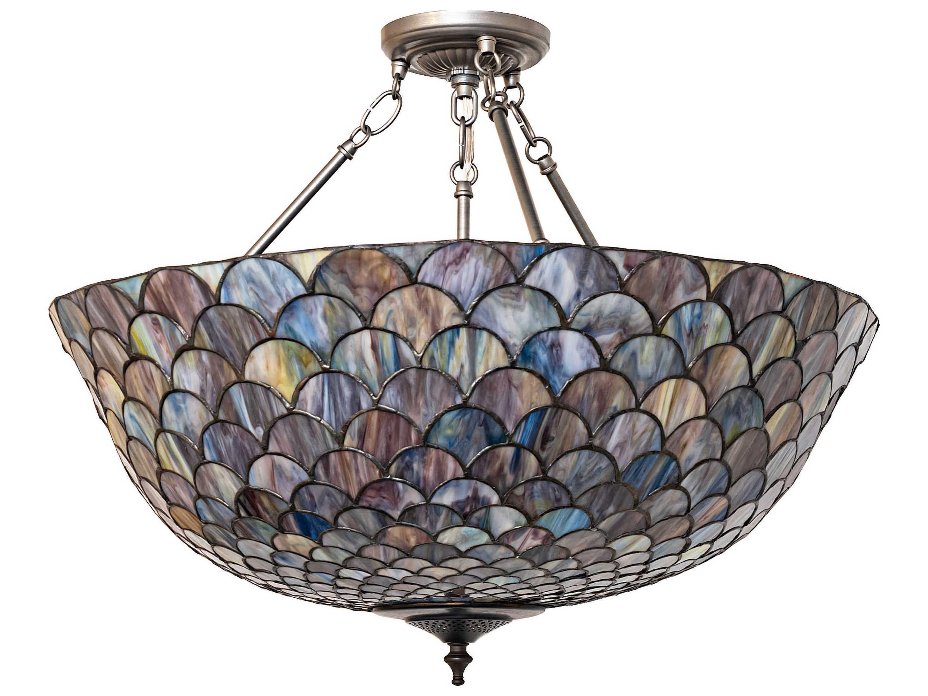 Meyda Tiffany Fishscale 3-Light Nickel Semi Flush Mount