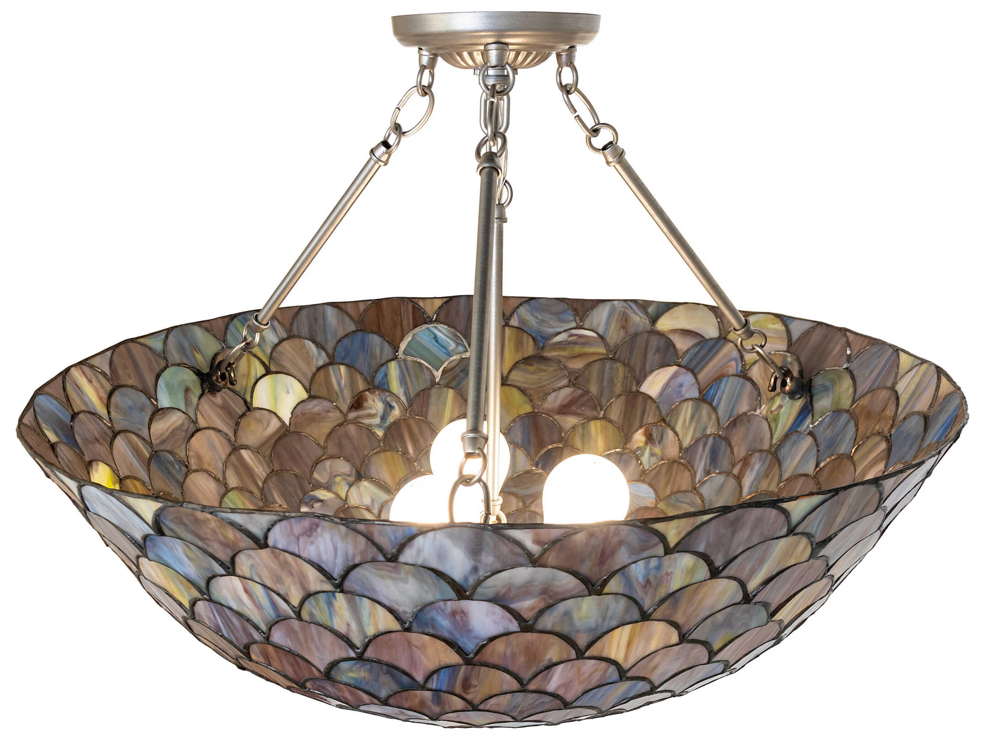 Meyda Tiffany Fishscale 3-Light Nickel Semi Flush Mount