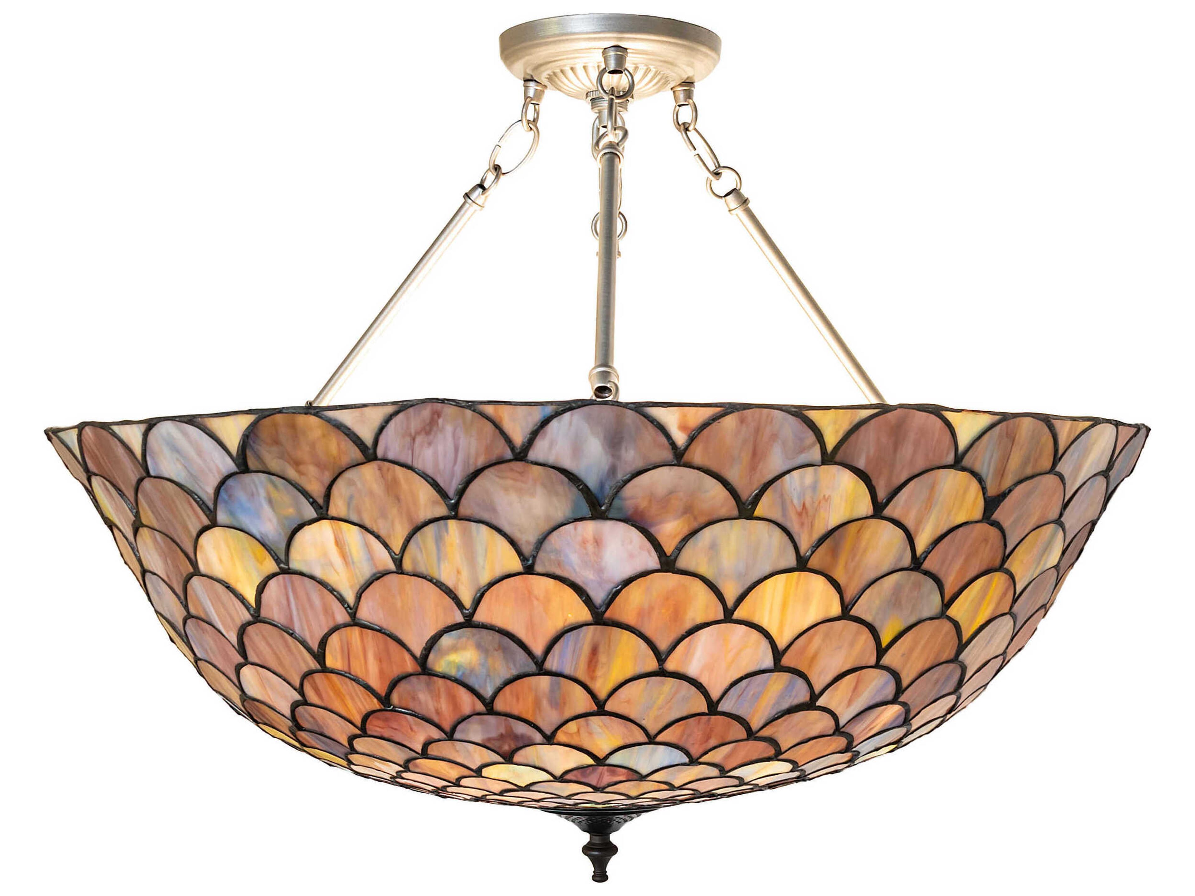 Meyda Tiffany Fishscale 3-Light Nickel Semi Flush Mount