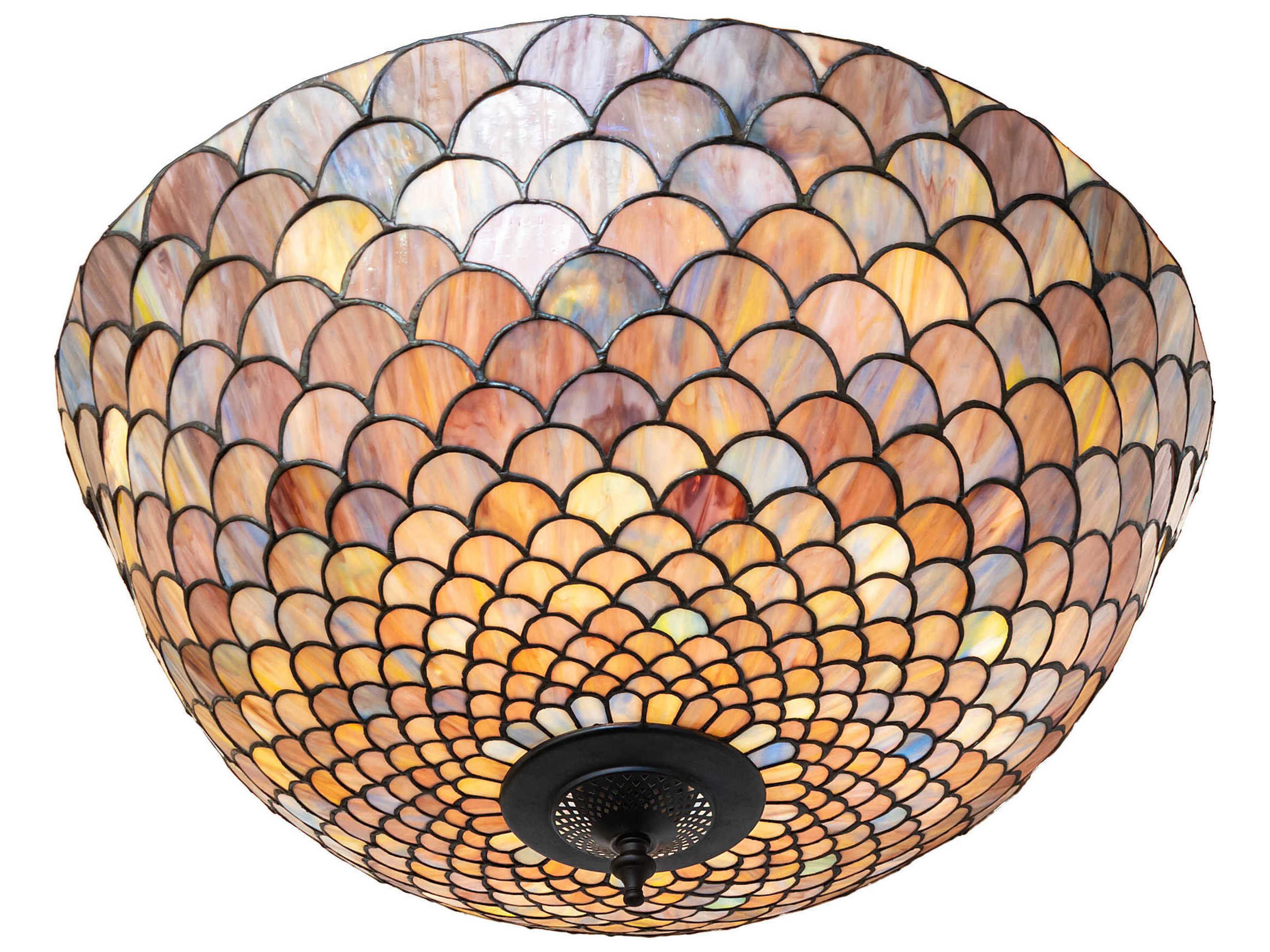Meyda Tiffany Fishscale 3-Light Nickel Semi Flush Mount