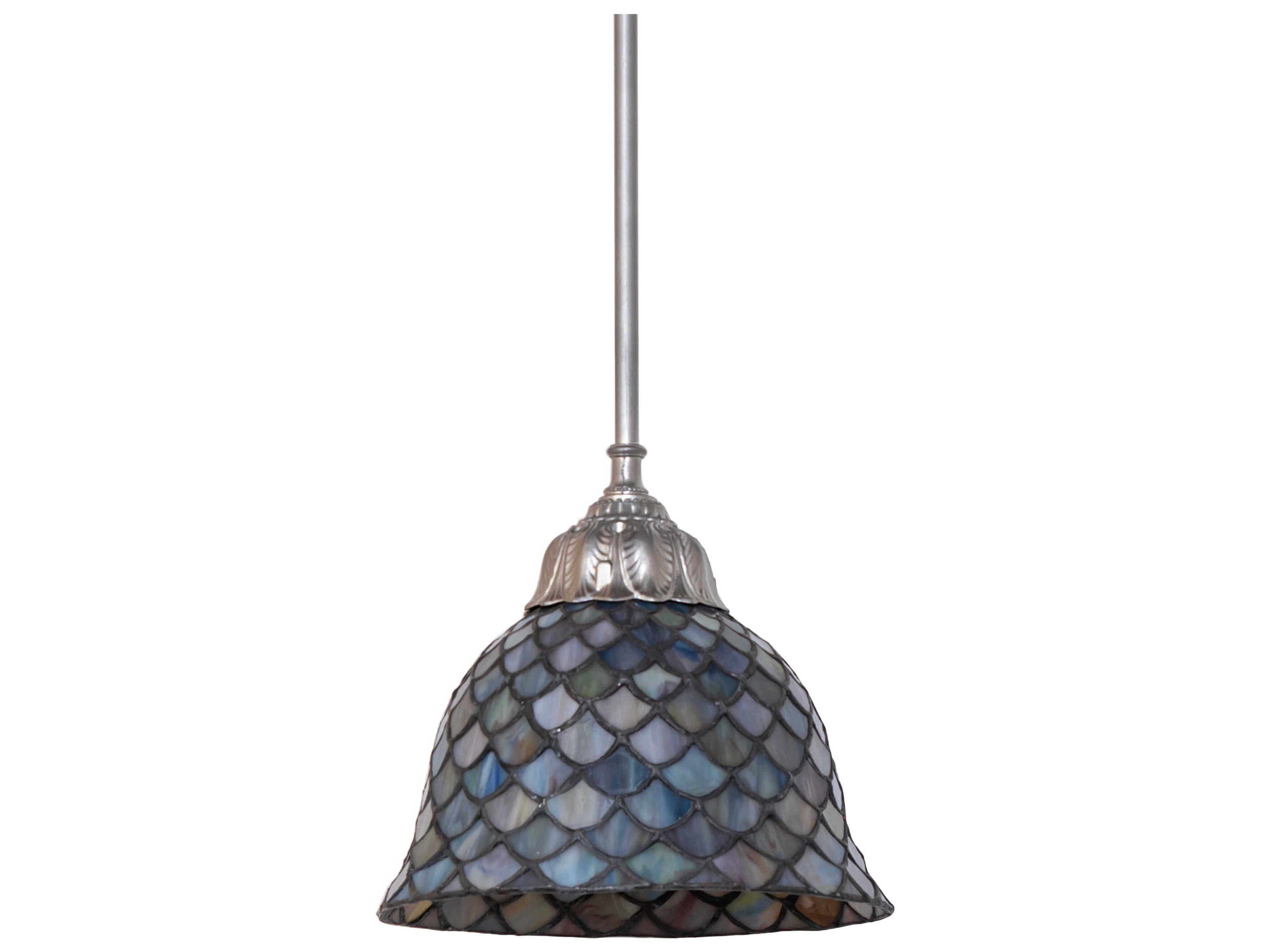 Meyda Tiffany Fishscale 1-Light Gray Traditional Bell Mini Pendant