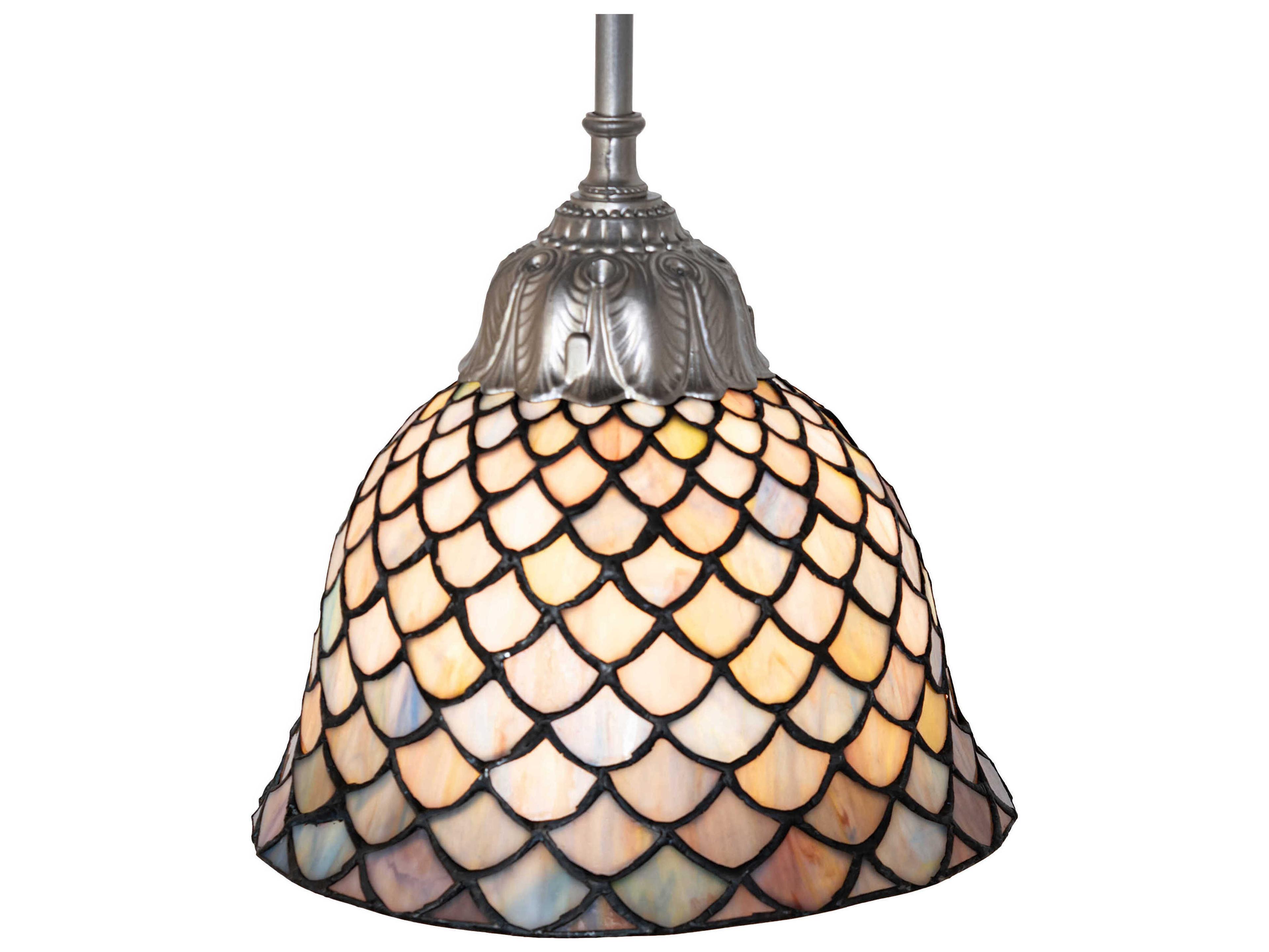 Meyda Tiffany Fishscale 1-Light Gray Traditional Bell Mini Pendant