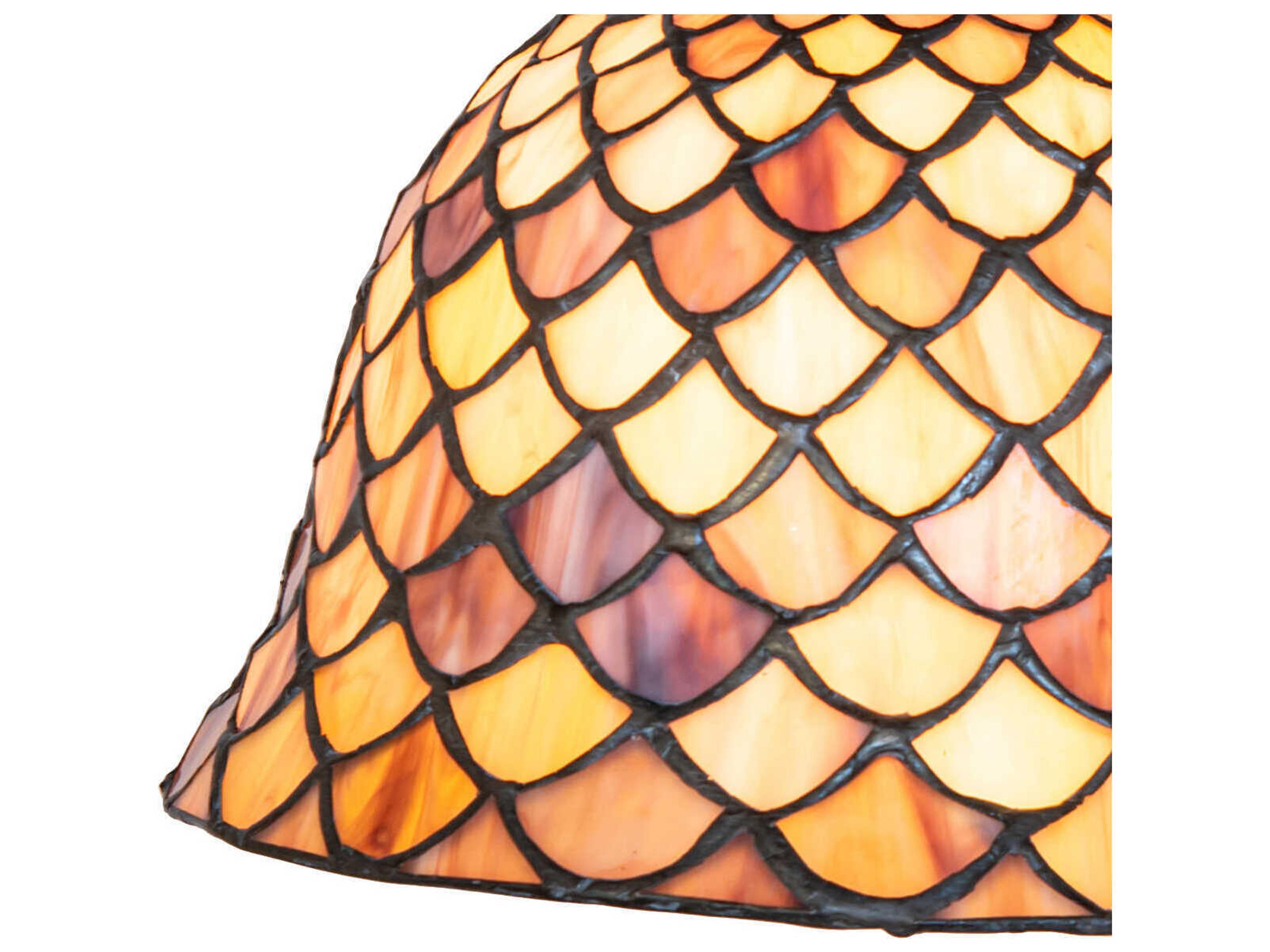 Meyda Tiffany Fishscale 1-Light Mahogany Bronze Traditional Bell Flush Mount