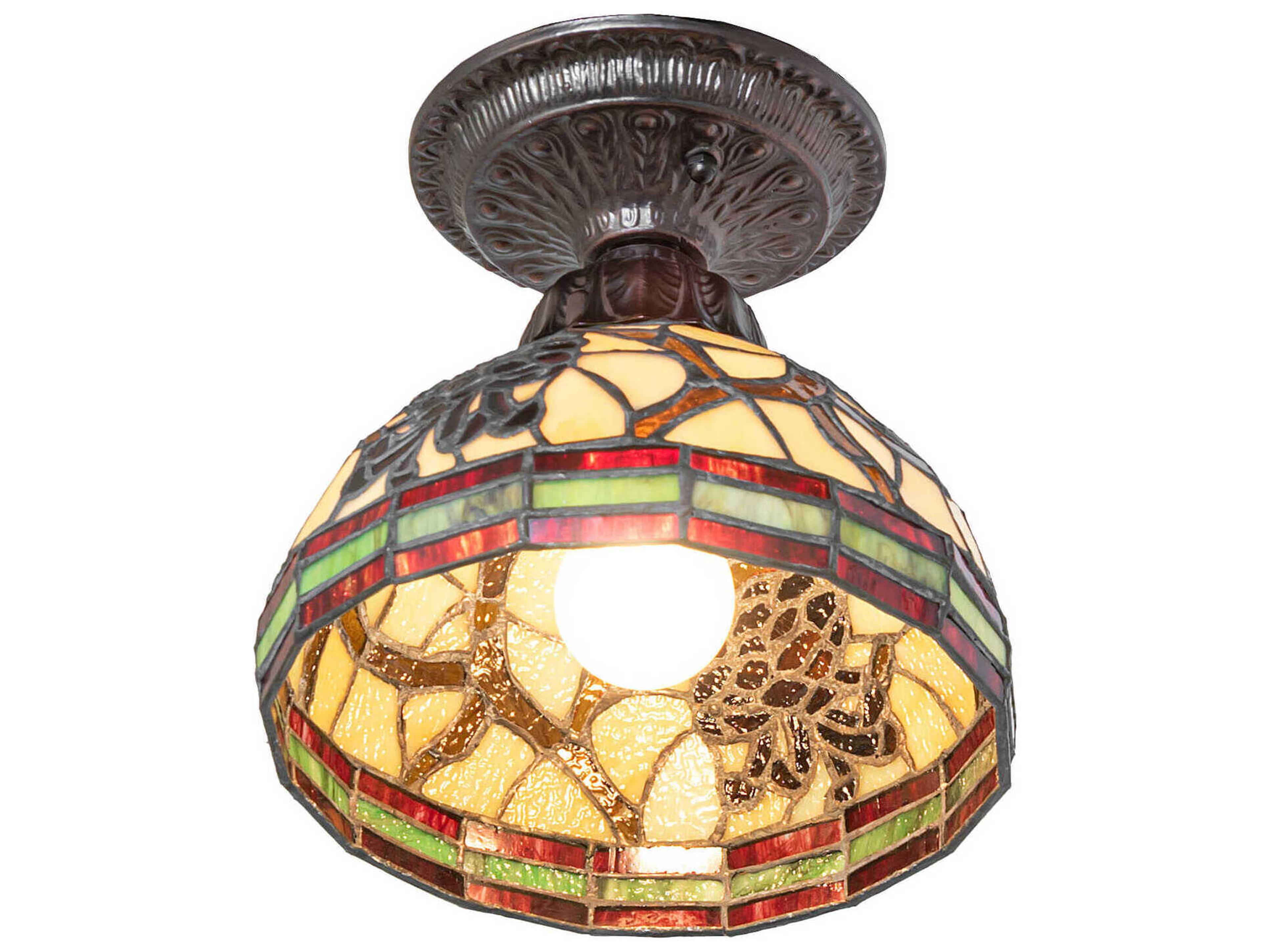 Meyda Pinecone 1-Light Mahogany Bronze Traditional Dome Flush Mount