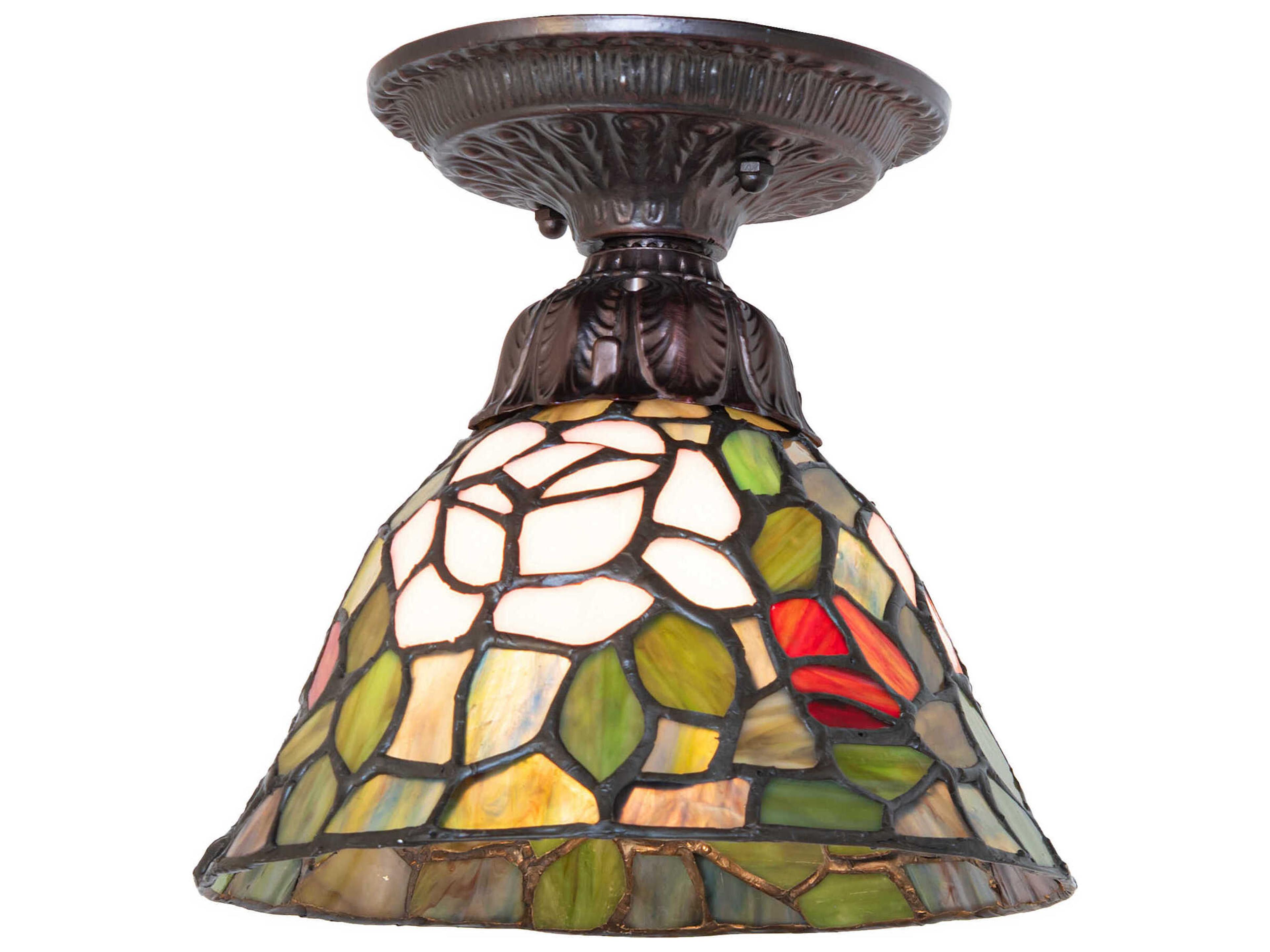 Tiffany Rosebush 1-Light Mahogany Bronze Traditional Flush Mount