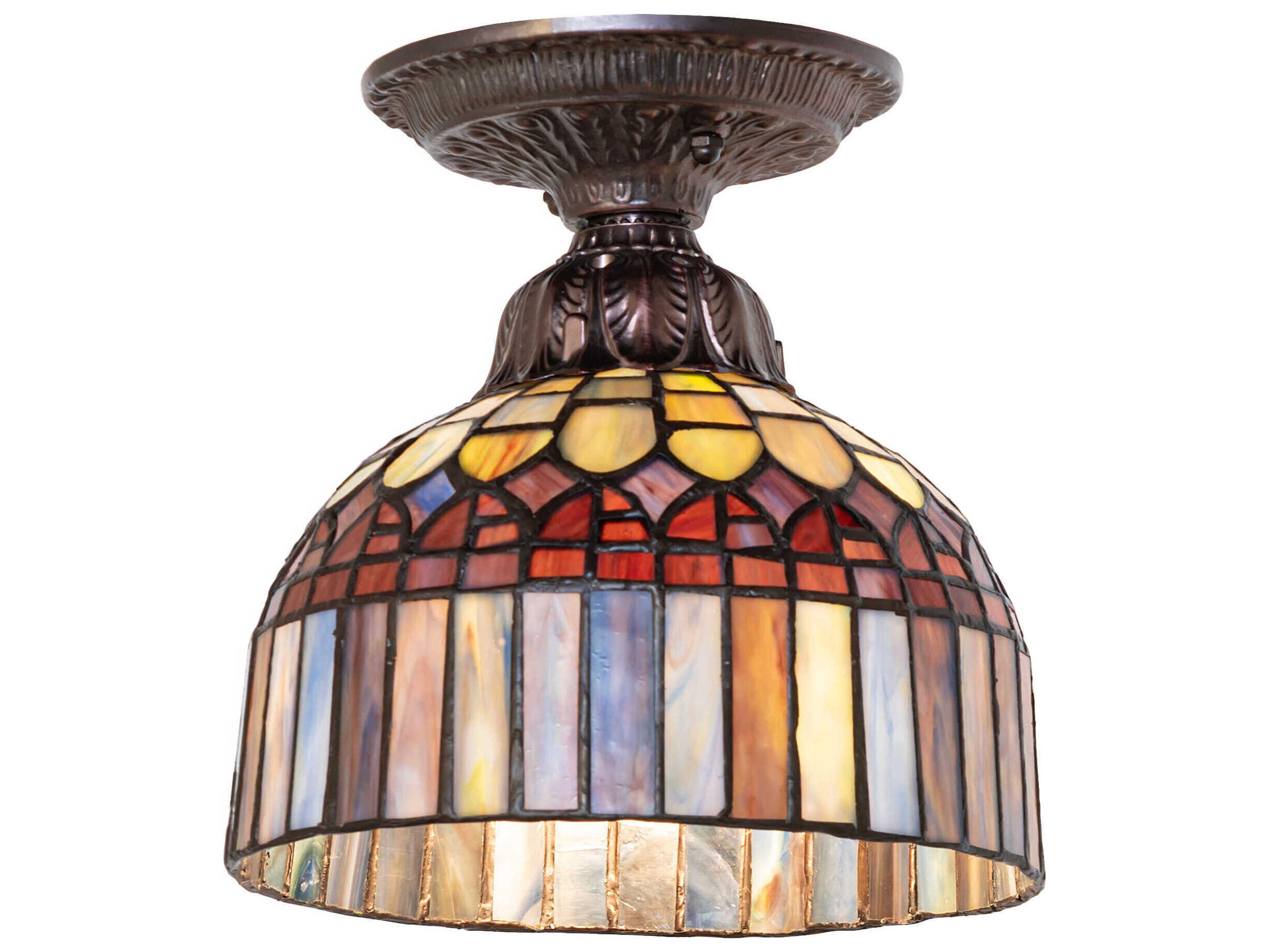 Tiffany Candice 1-Light Mahogany Bronze Traditional Dome Flush Mount