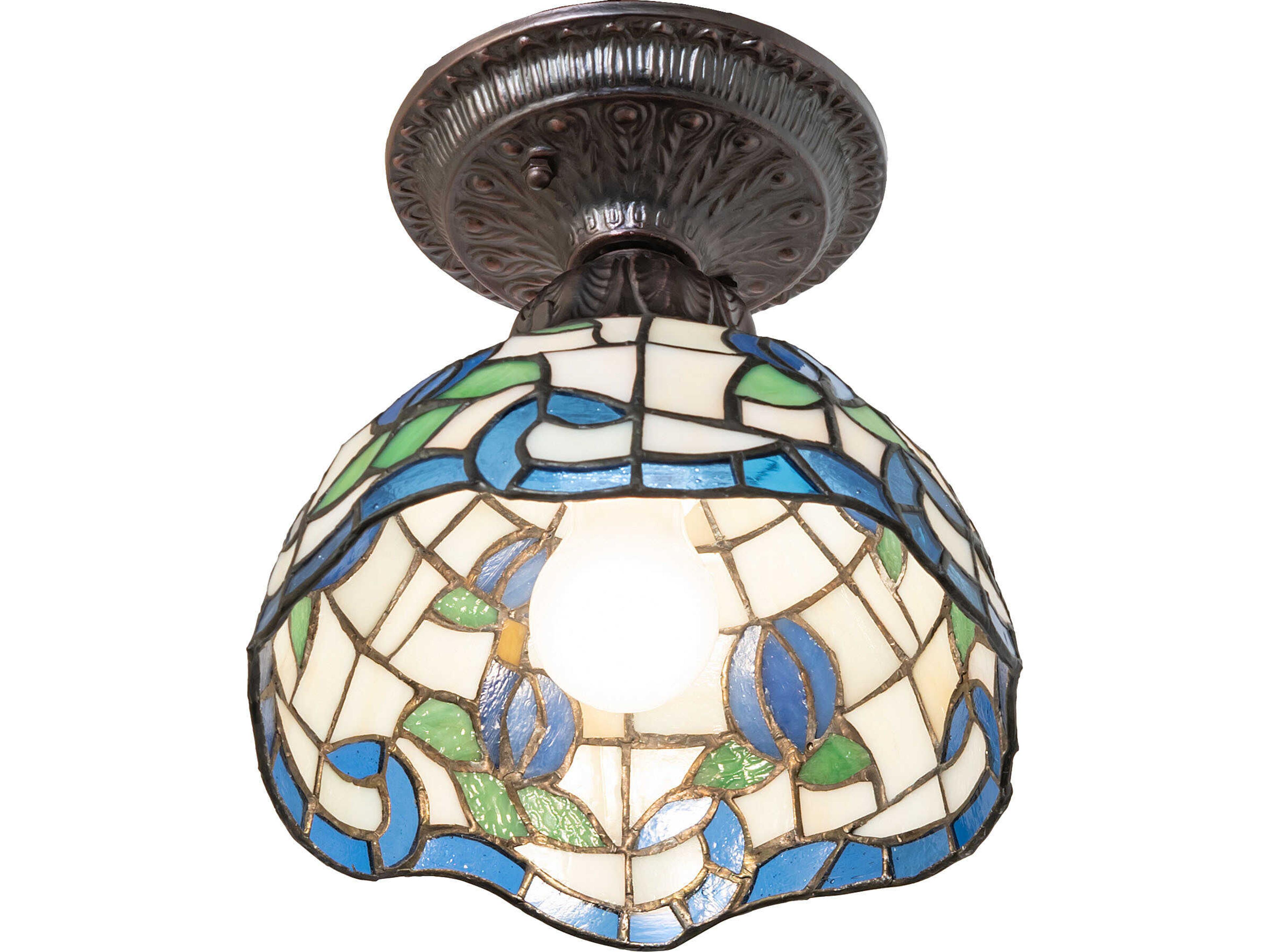 Meyda Roseborder 1-Light Bronze Traditional Flush Mount