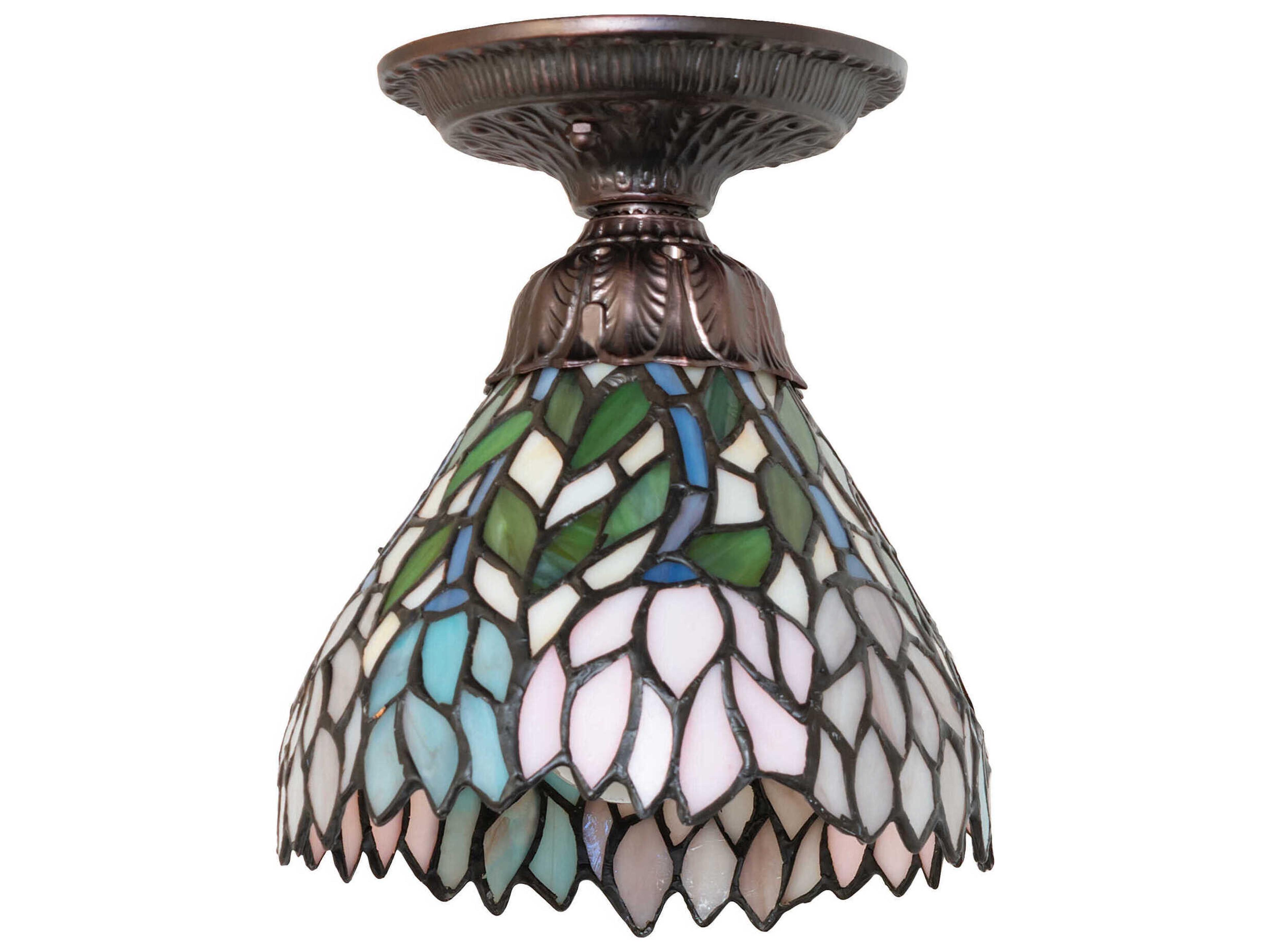 Meyda Wisteria 1-Light Mahogany Bronze Traditional Flush Mount