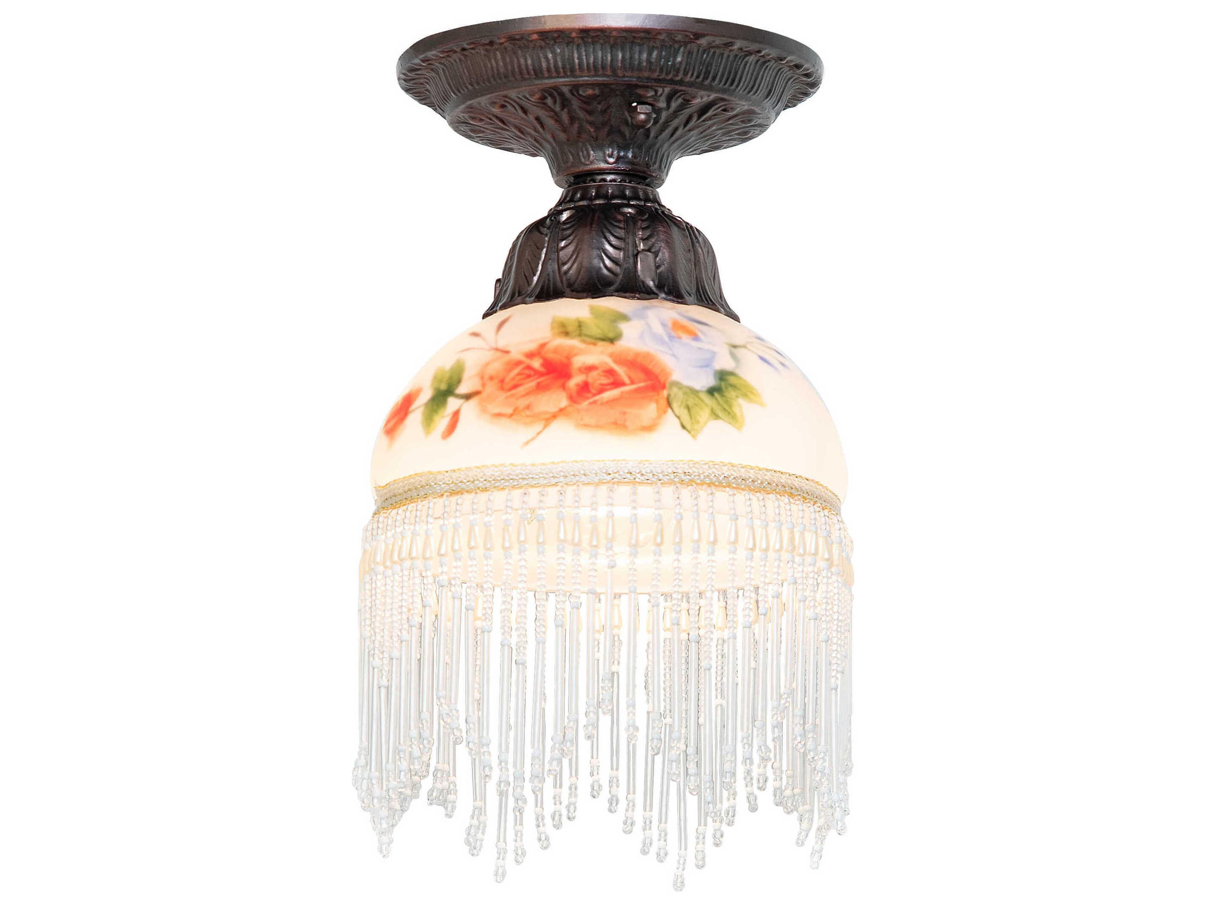 Roussillon 1-Light Mahogany Bronze White Traditional Dome Flush Mount