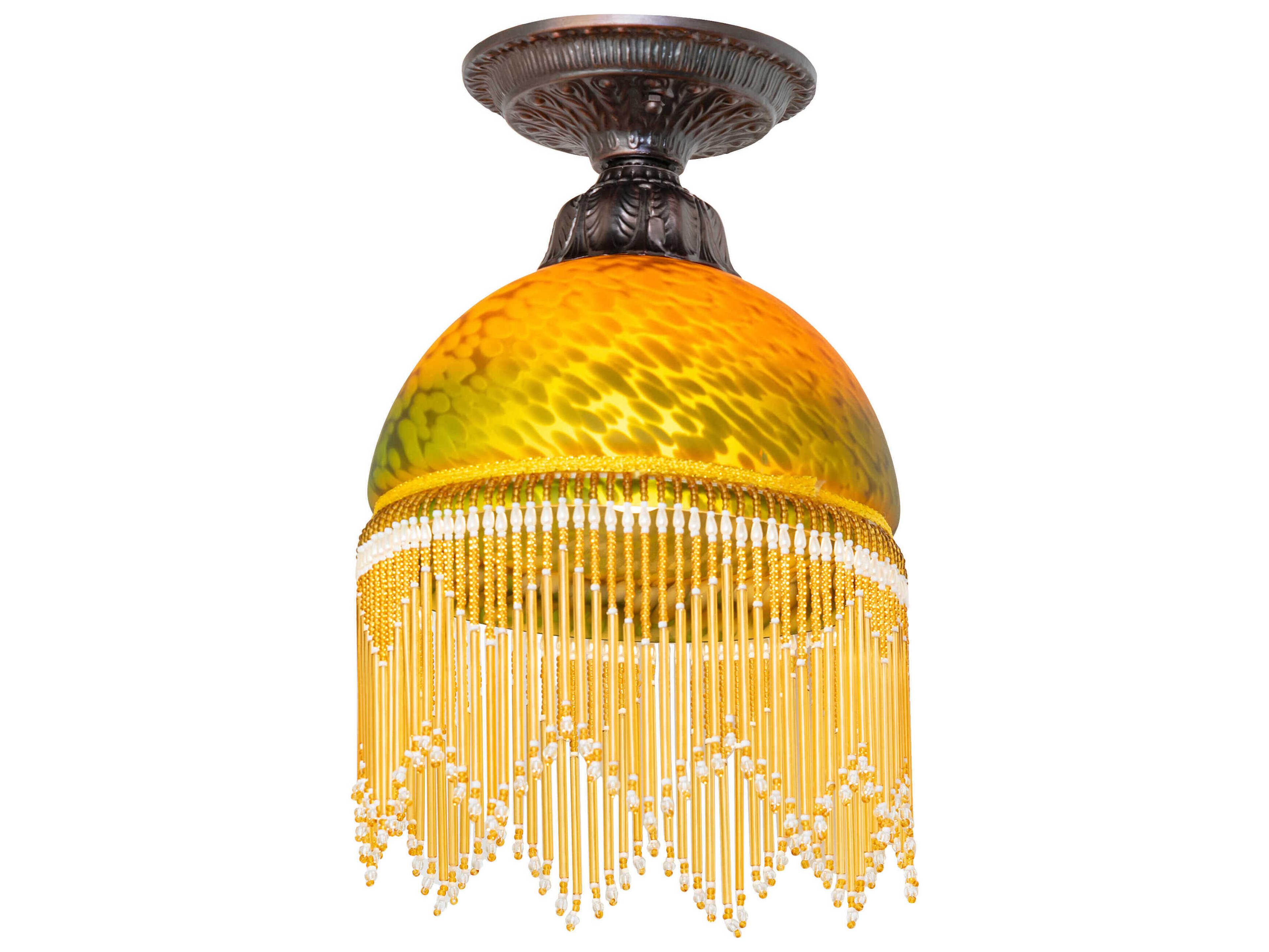 Roussillon 1-Light Mahogany Bronze Orange Traditional Dome Flush Mount