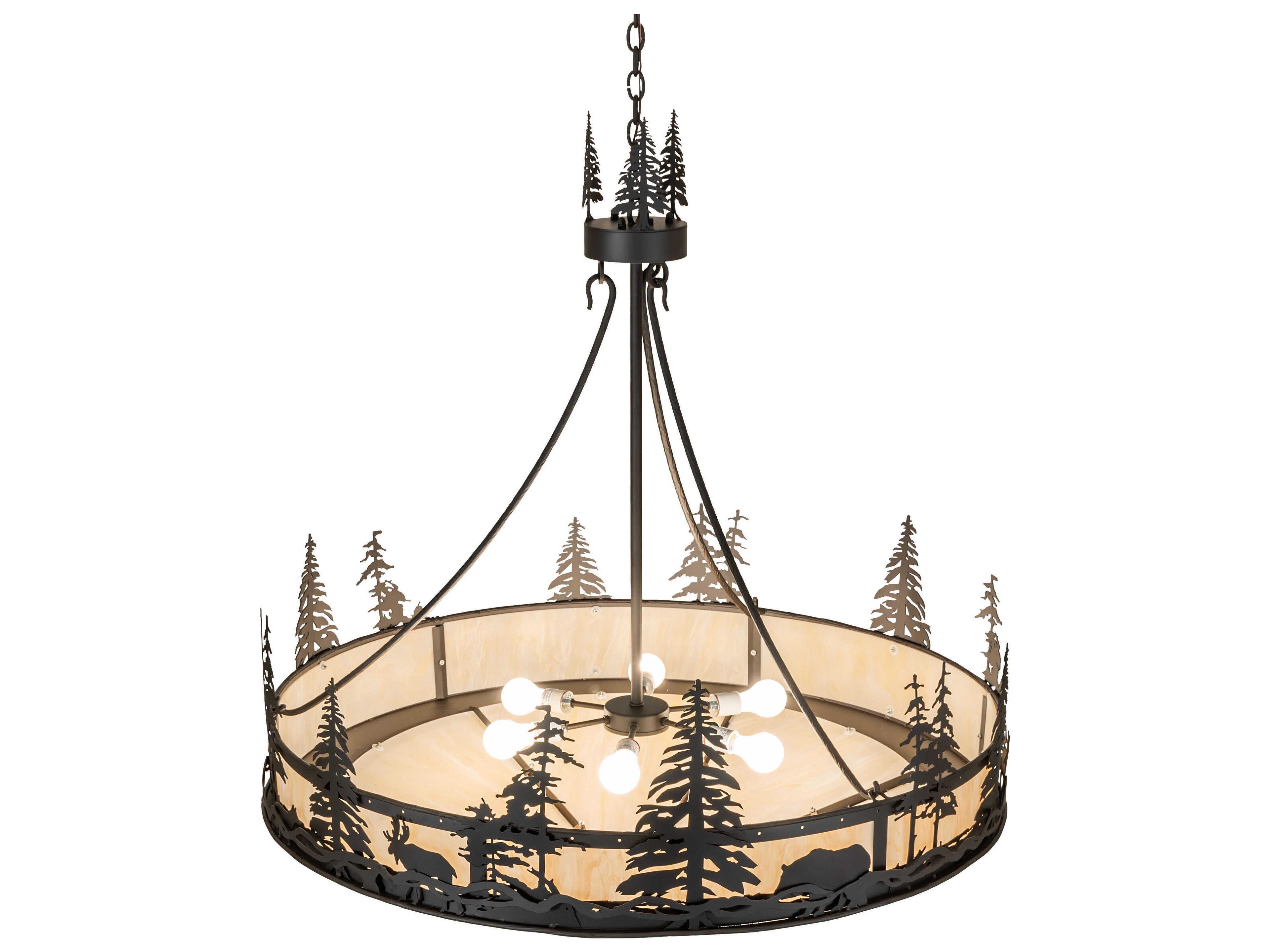 Meyda Wildlife at Dusk 6-Light Oil Rubbed Bronze Pendant