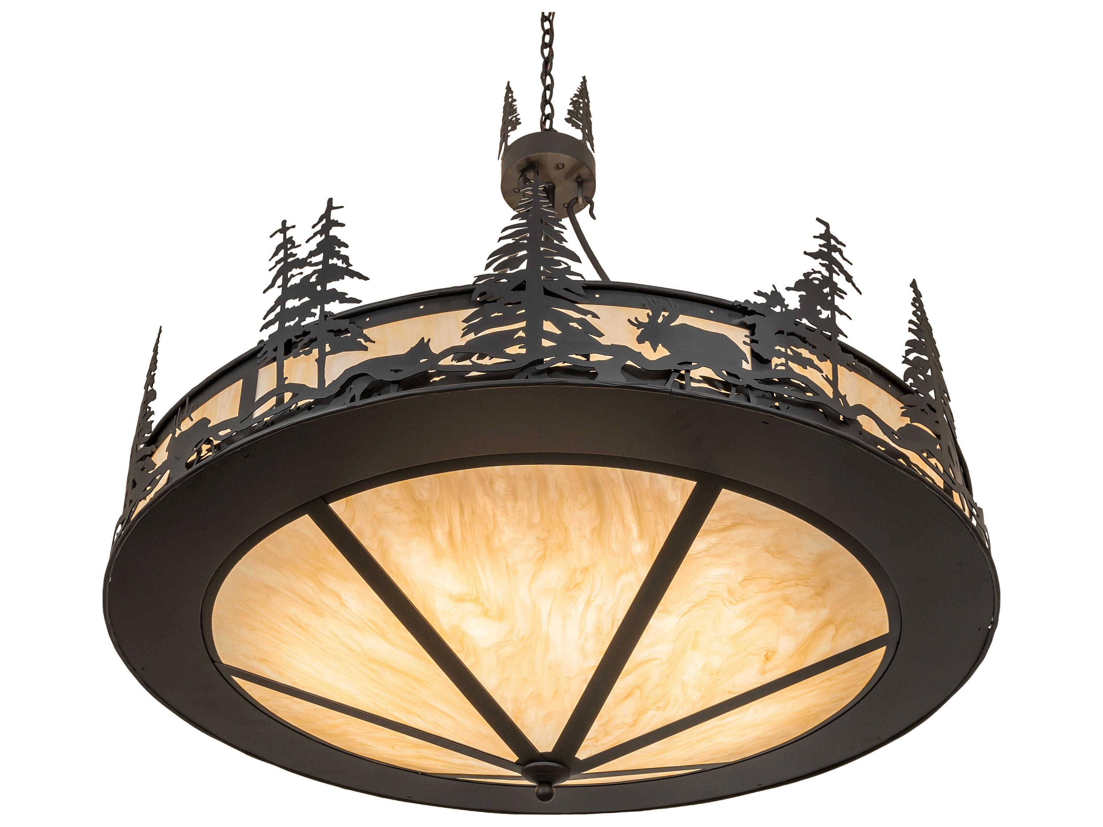 Meyda Wildlife at Dusk 6-Light Oil Rubbed Bronze Pendant