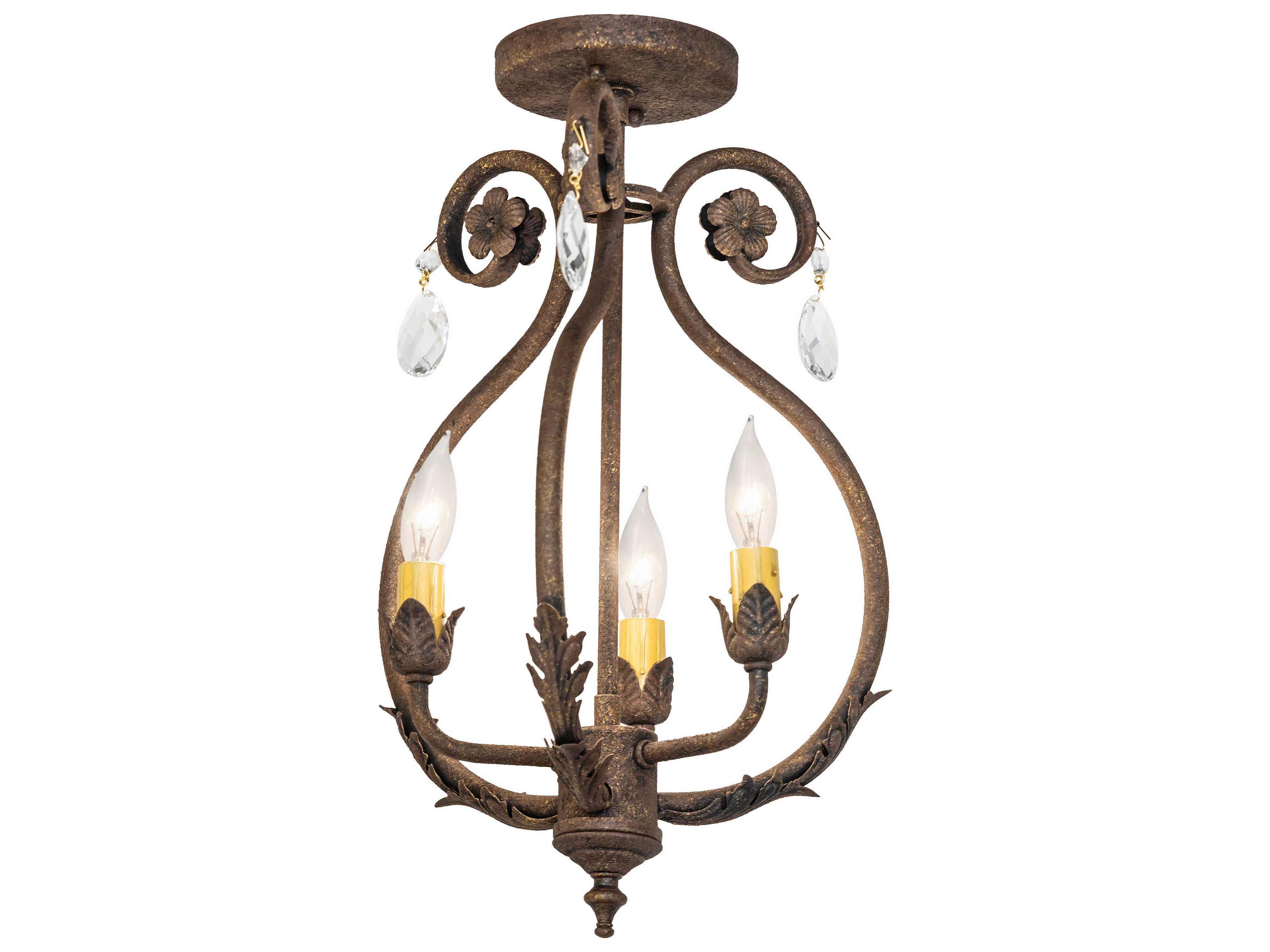 Antonia 3-Light Antiquity Semi Flush Mount