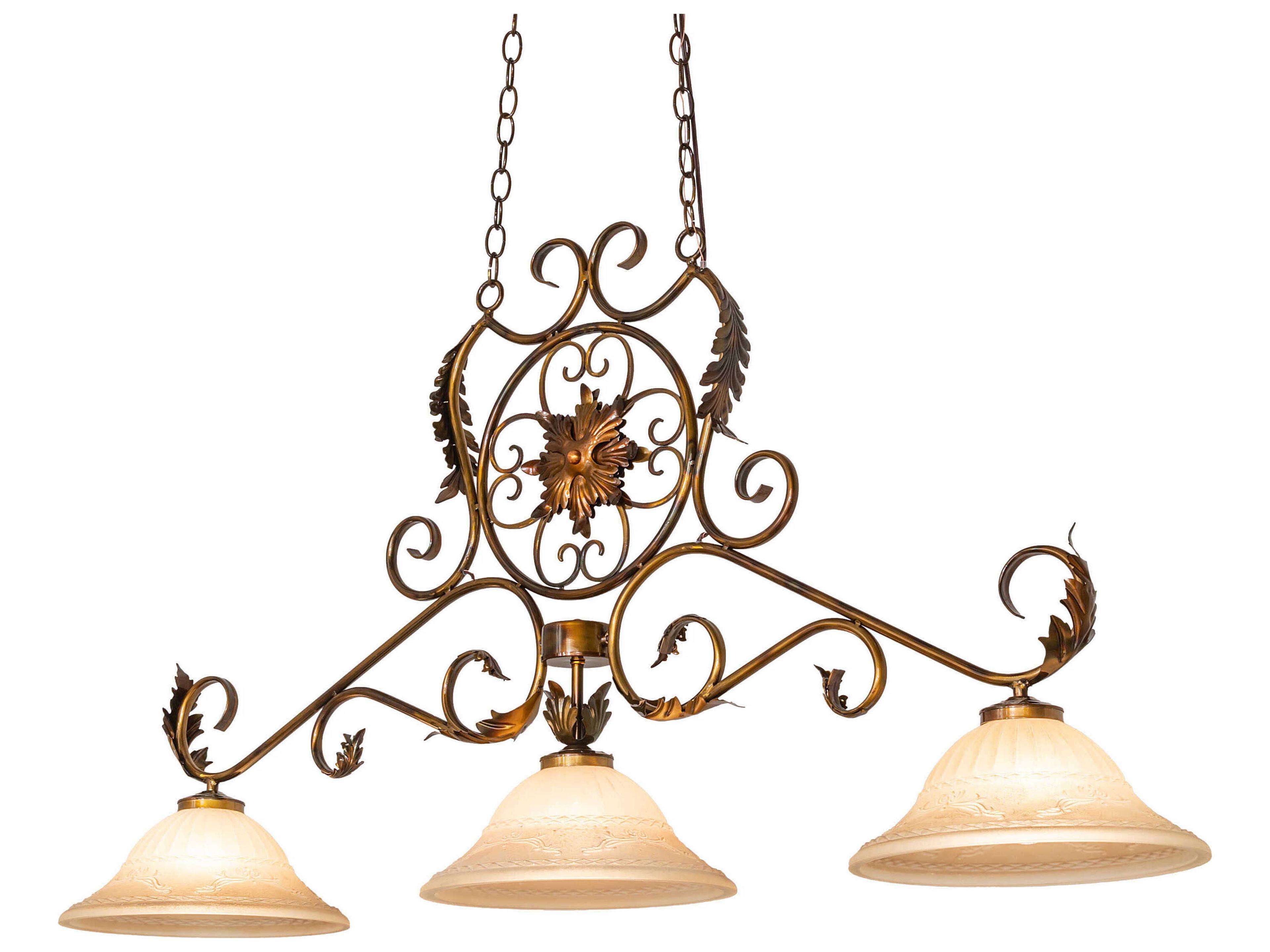 Christabel 3-Light Burnished Transparent Gold Traditional Bell Island Pendant