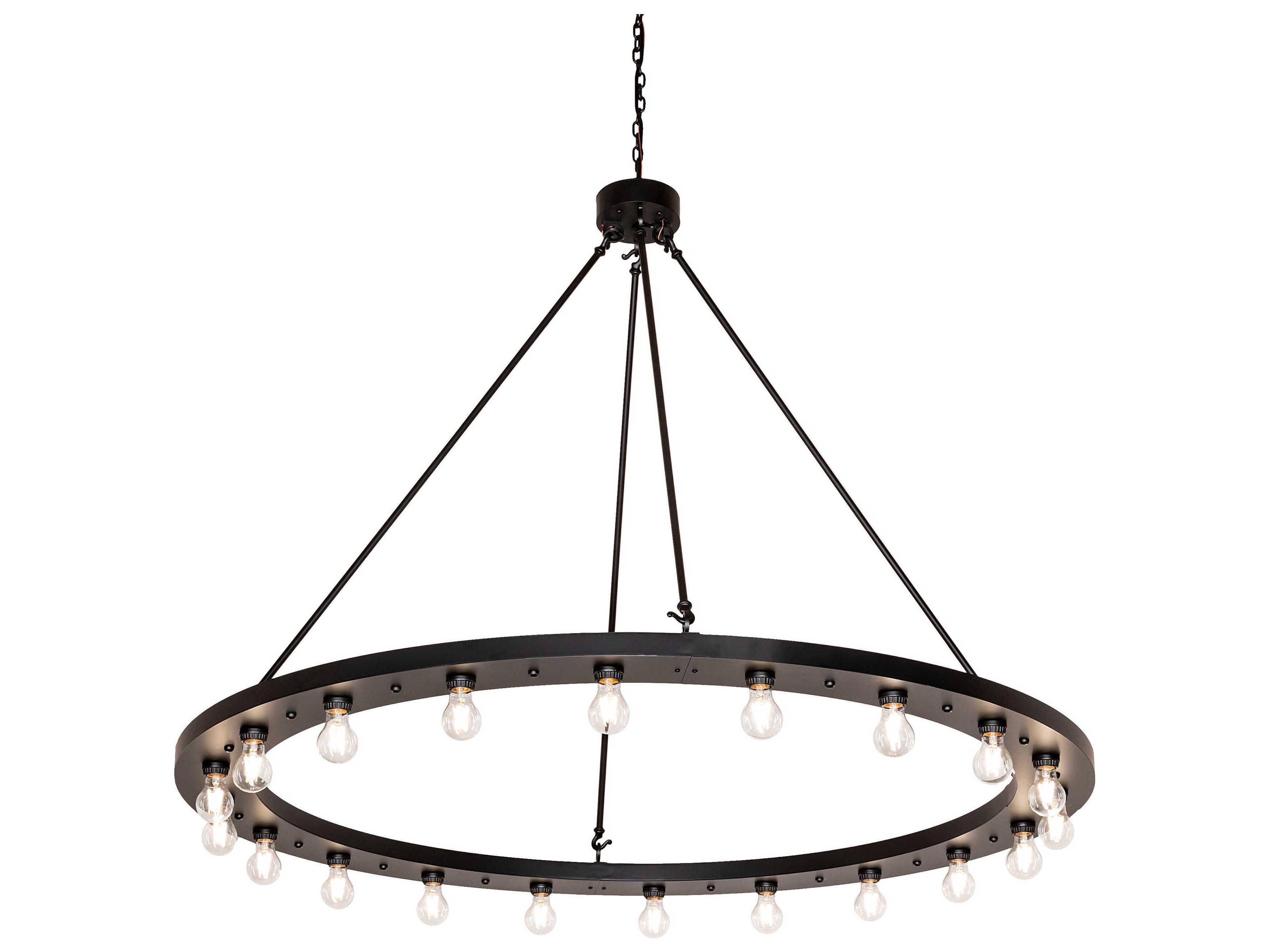 Loxley 20-Light Solar Black Round Chandelier