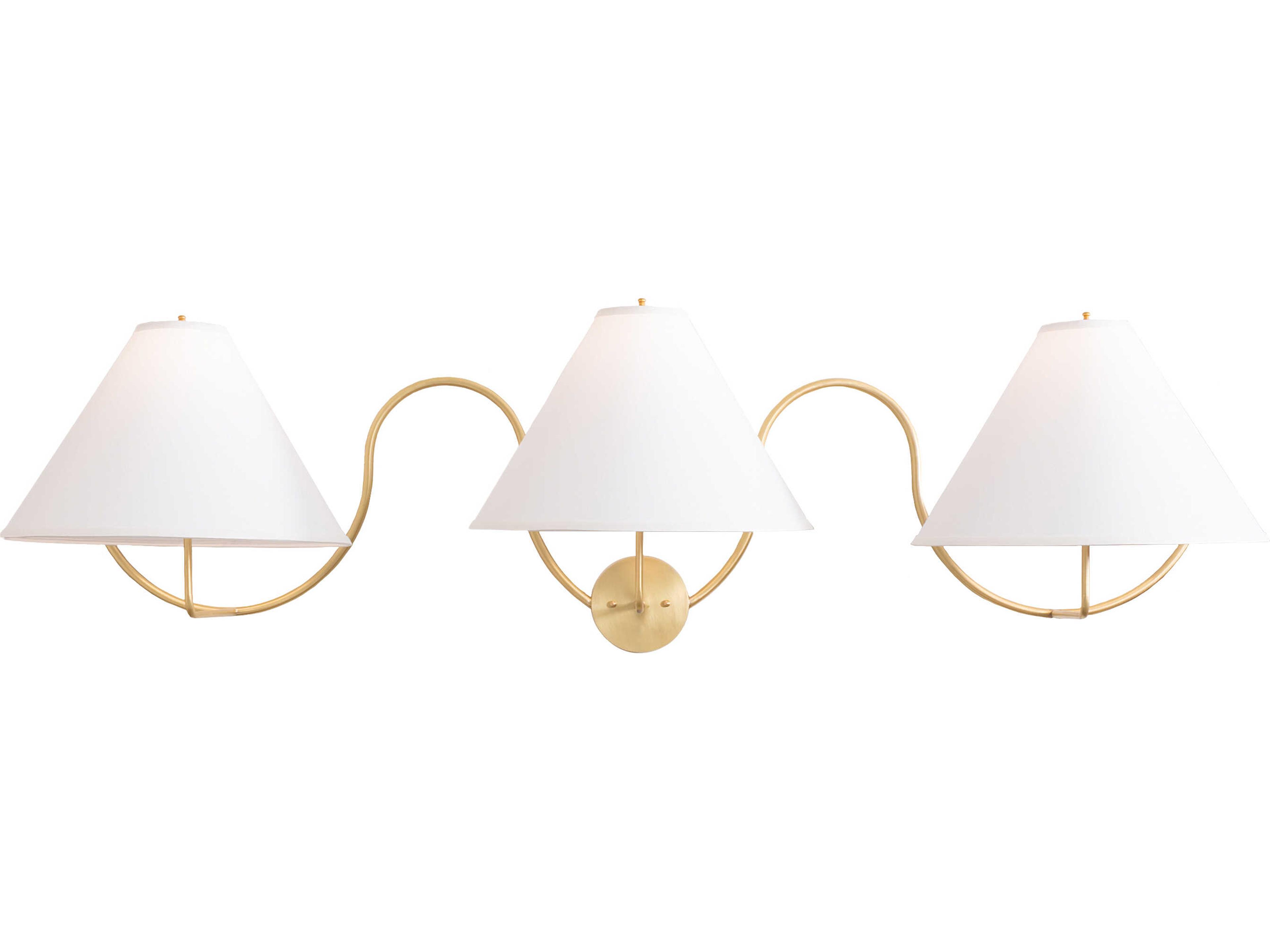 Meyda Soundwave 3-Light White Butcher Linen Brass Wall Sconce