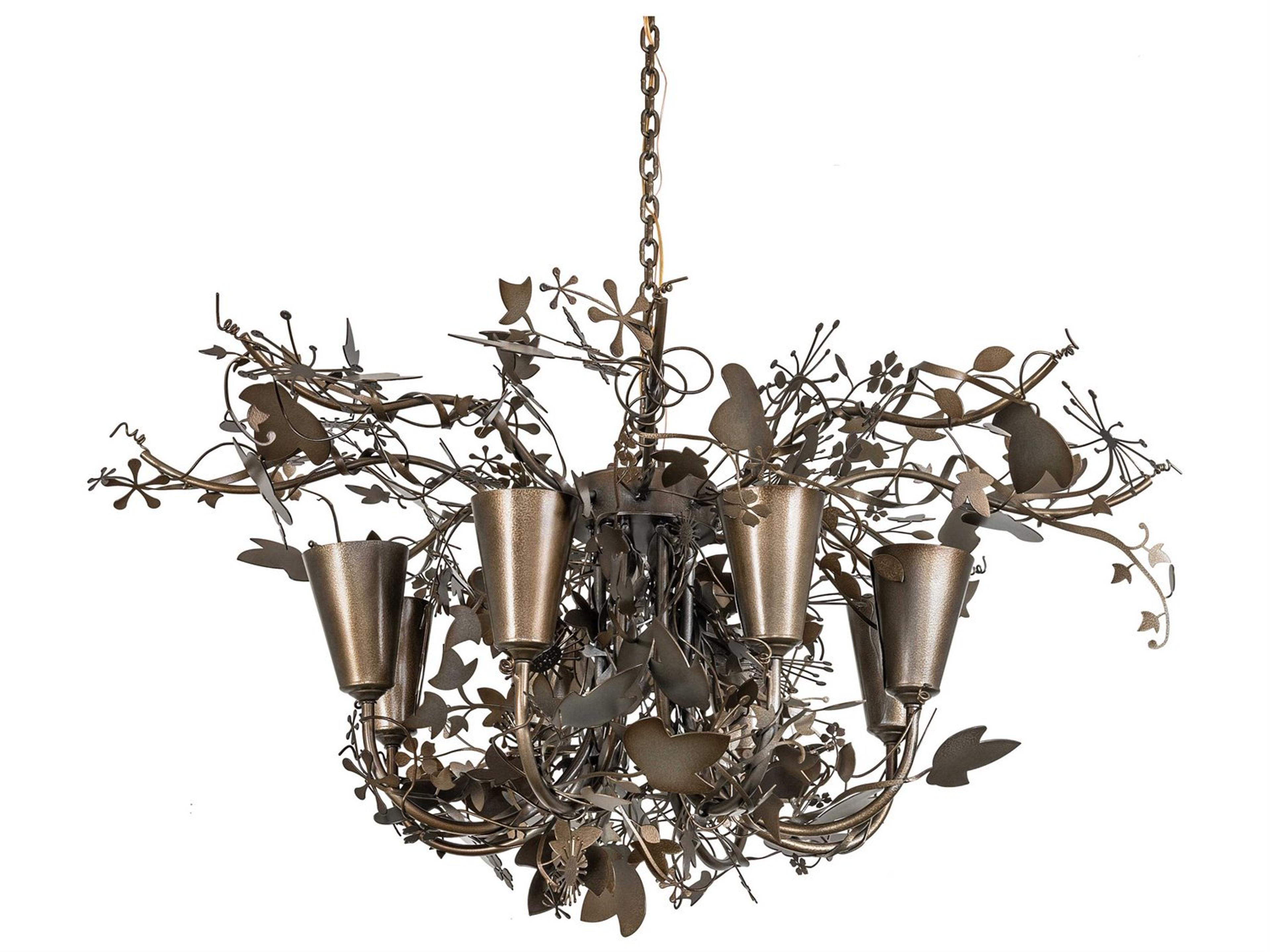 Lau Lau 8-Light Antique Hammer Gold Chandelier