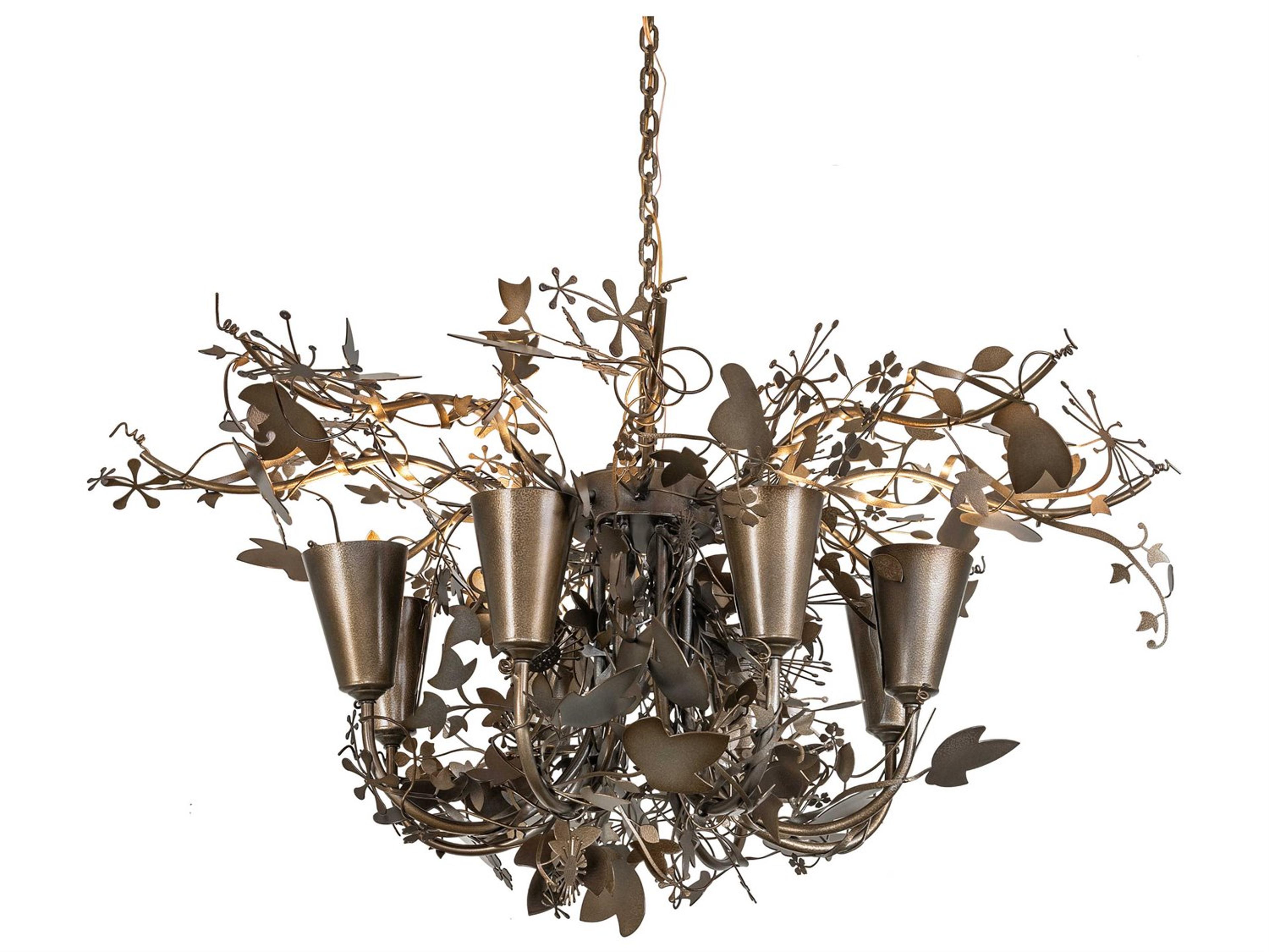 Meyda Lau Lau 8-Light Antique Hammer Gold Chandelier