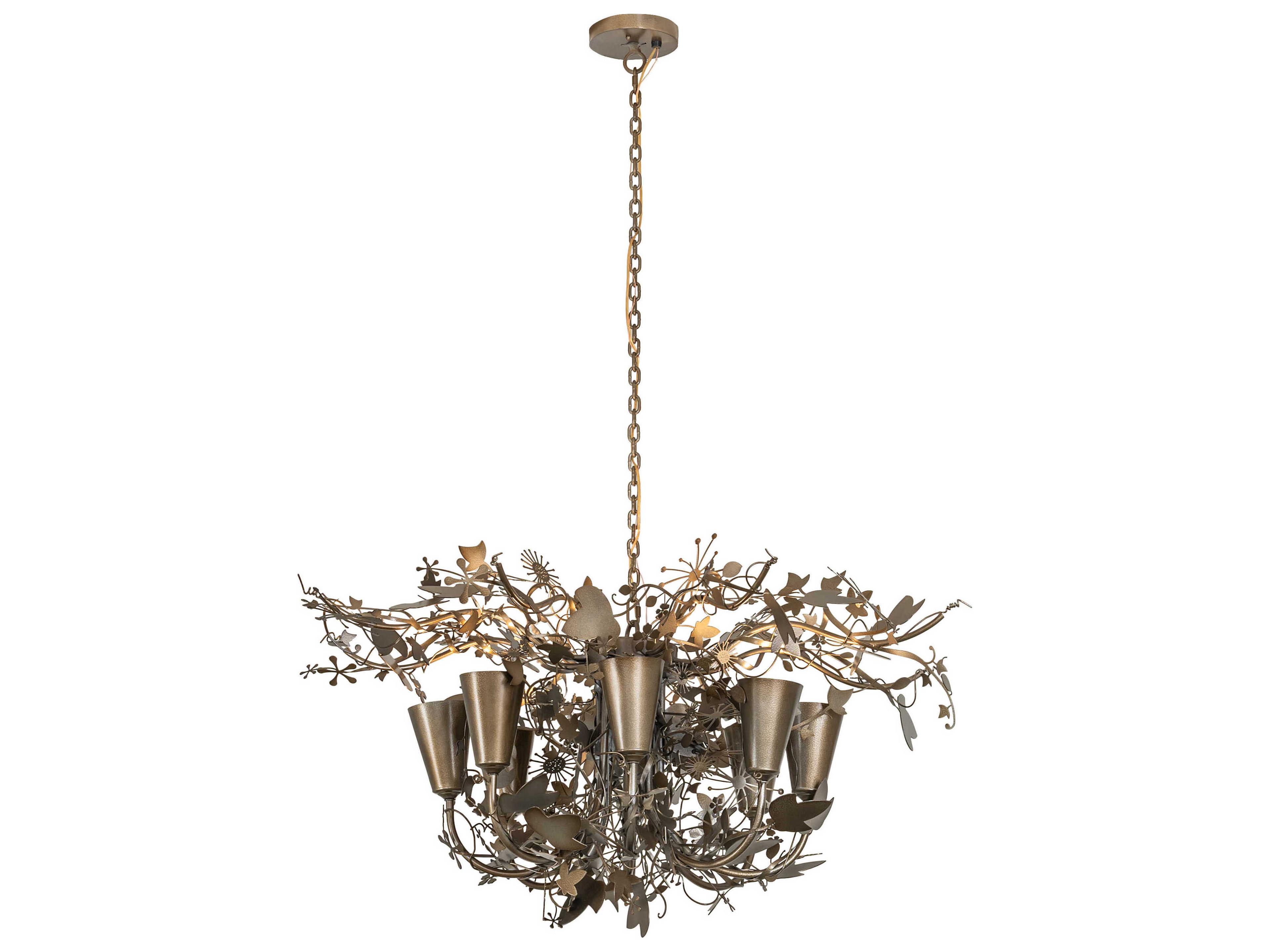 Meyda Lau Lau 8-Light Antique Hammer Gold Chandelier