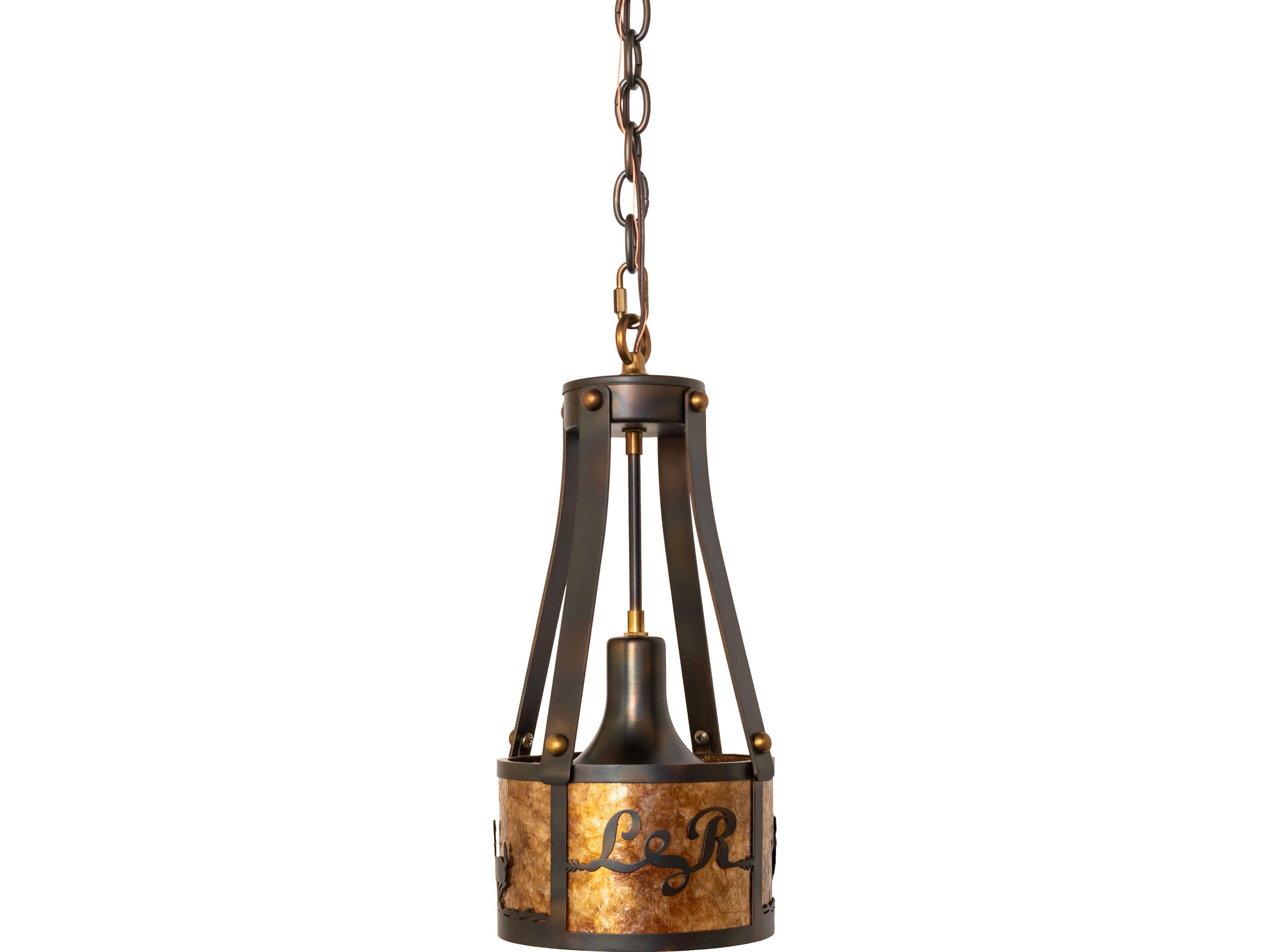 Meyda Personalized 1-Light Amber Mica Copper Traditional Mini Pendant