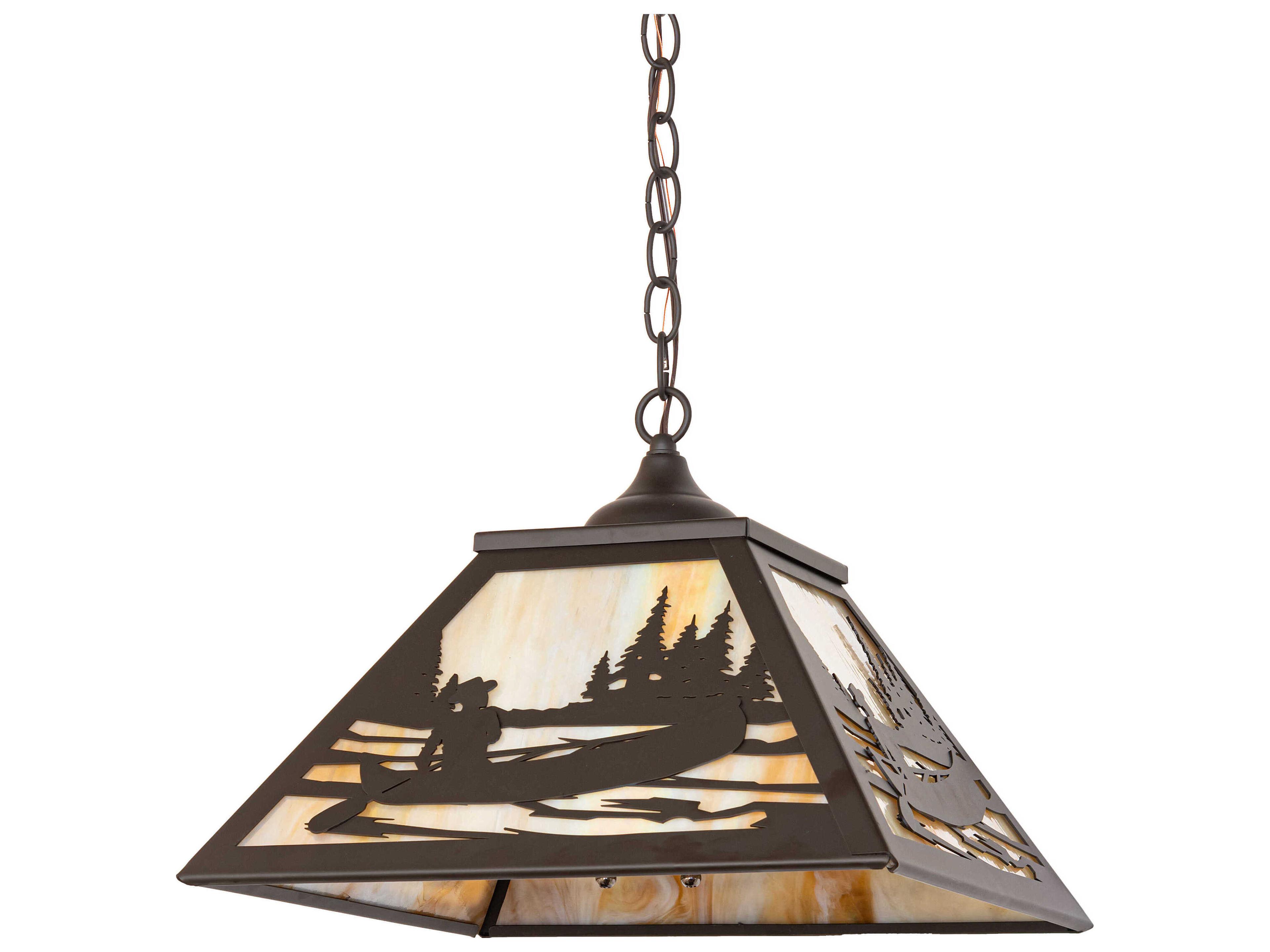 Meyda Canoe At Lake 2-Light Oil Rubbed Bronze Pendant