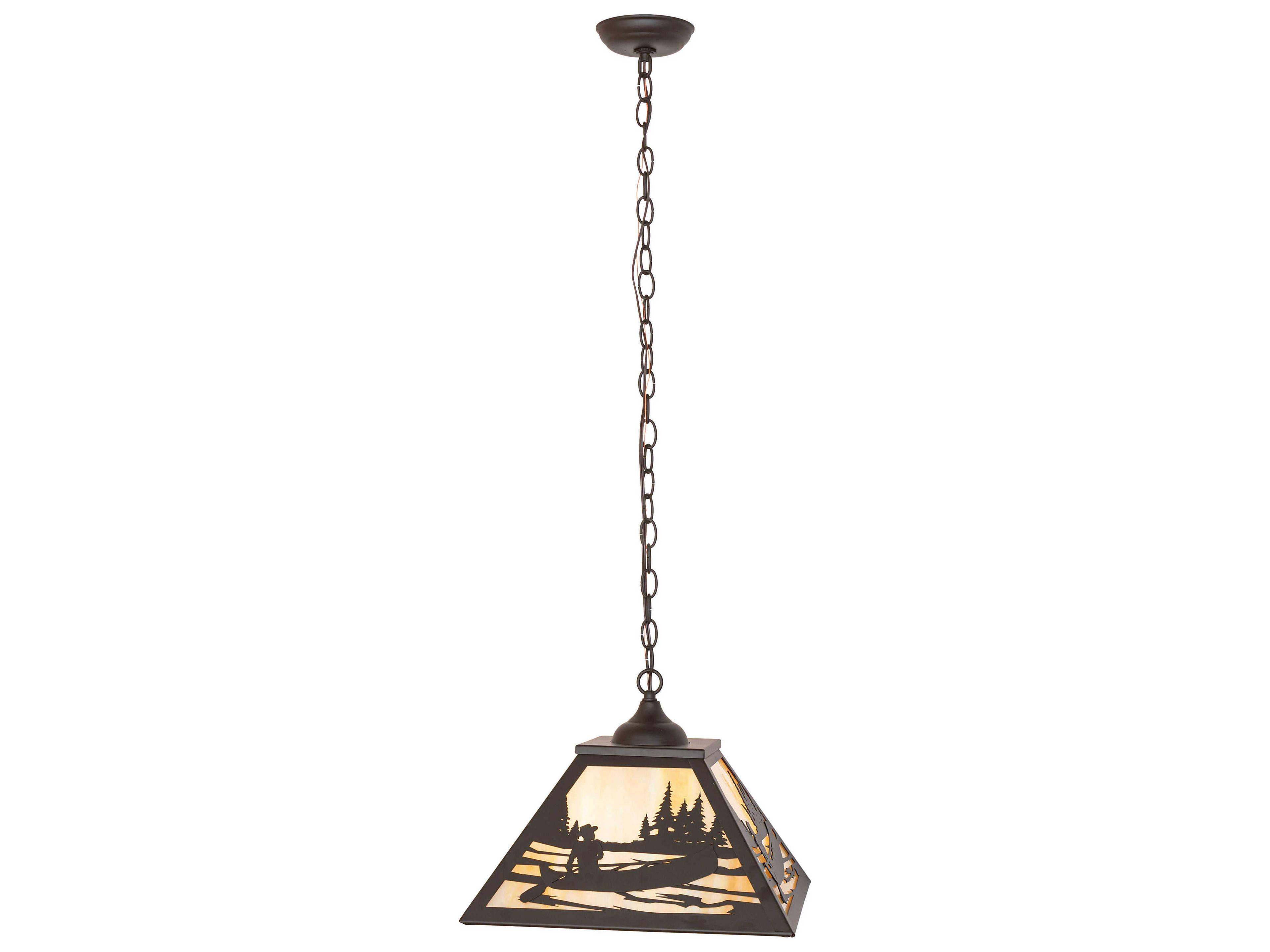 Meyda Canoe At Lake 2-Light Oil Rubbed Bronze Pendant