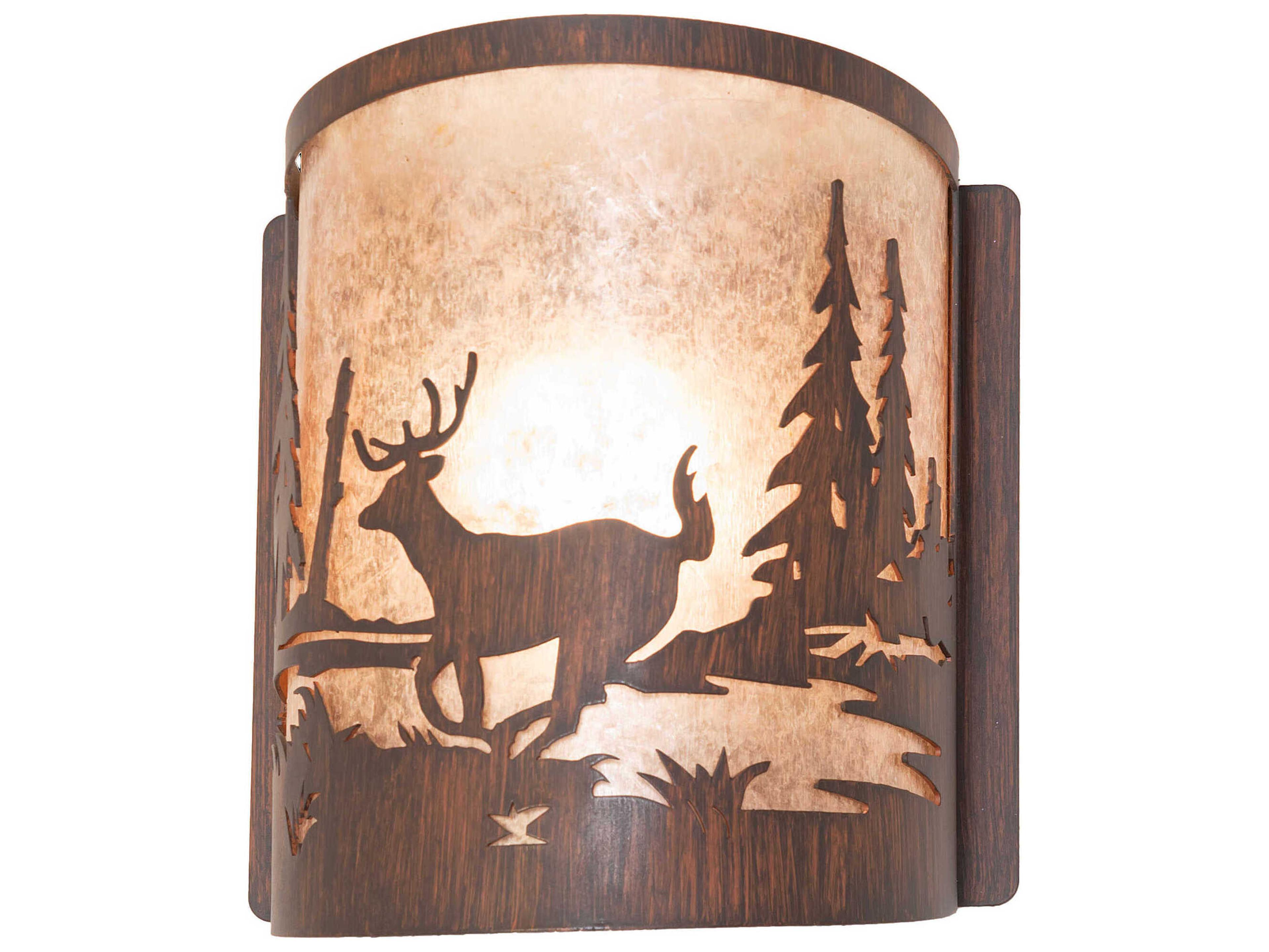 Deer At Lake 1-Light Driftwood Brown Wall Sconce