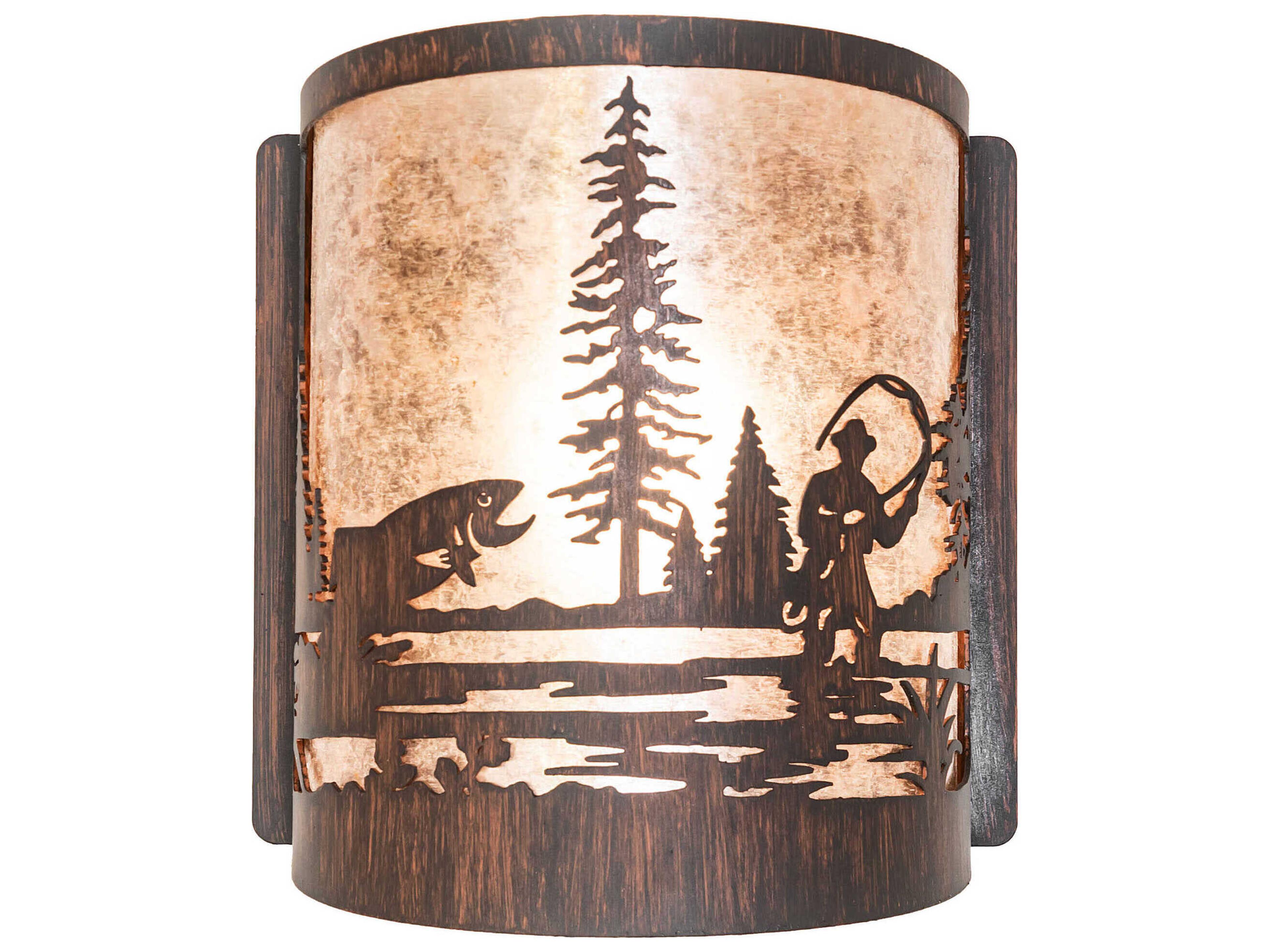 Meyda Fly Fishing 1-Light Driftwood Brown Wall Sconce