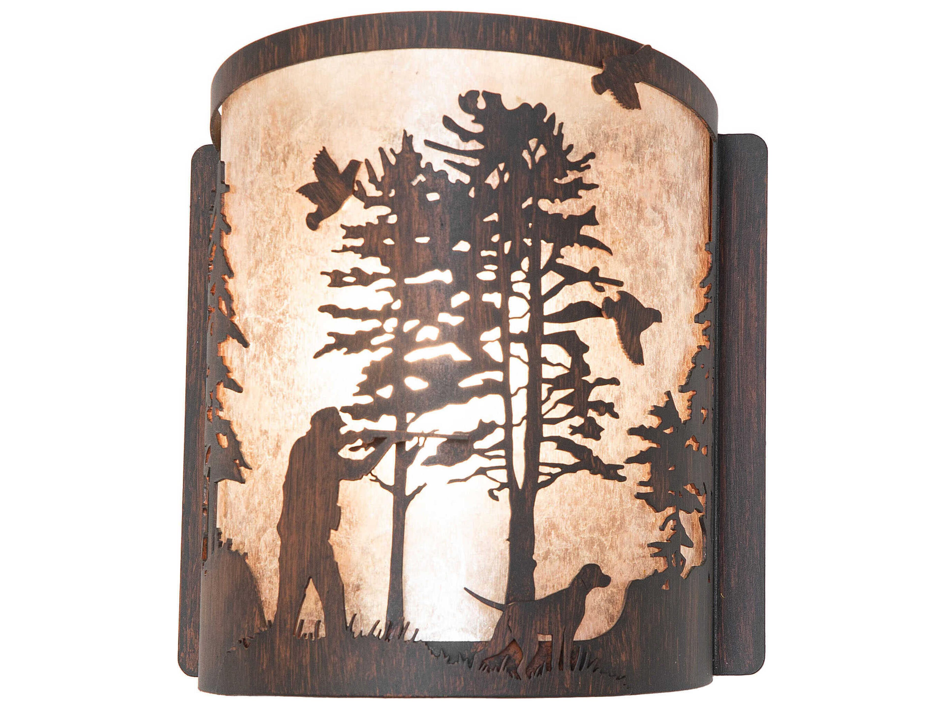 Quail Hunter with Dog 1-Light Driftwood Brown Wall Sconce