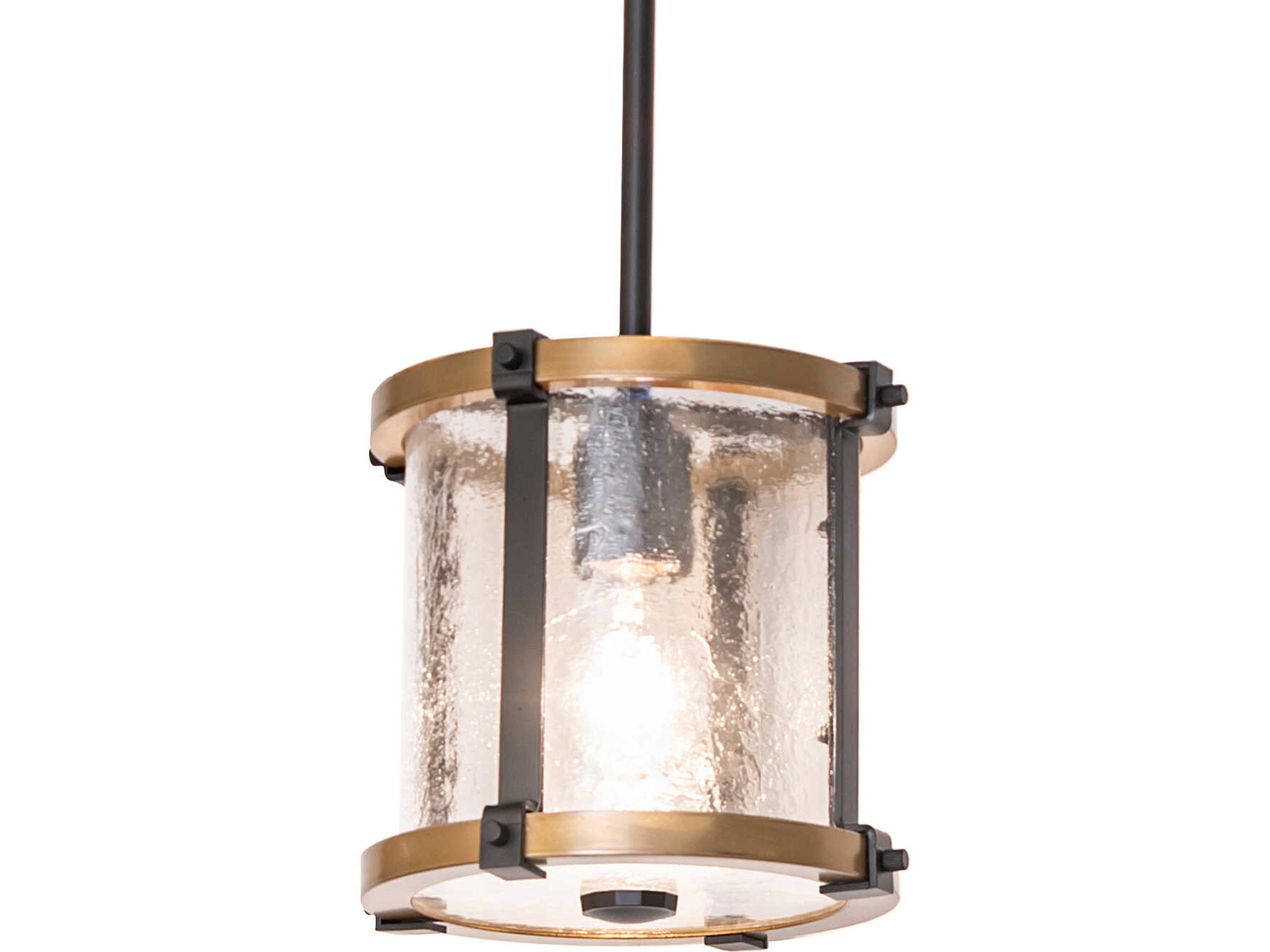 Cilindro 1-Light Clear Seeded Glass Brass Mini Pendant