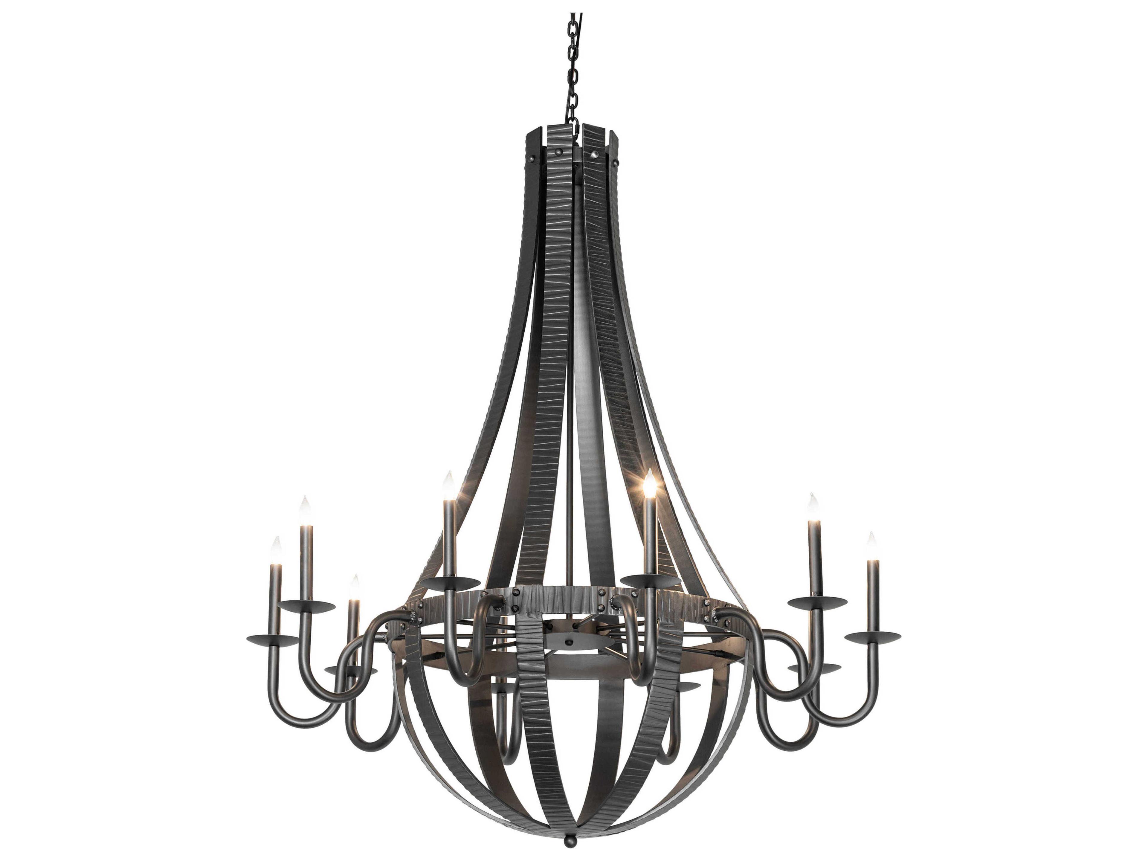 Barrel Stave Metallo 10-Light Wrought Iron Chandelier